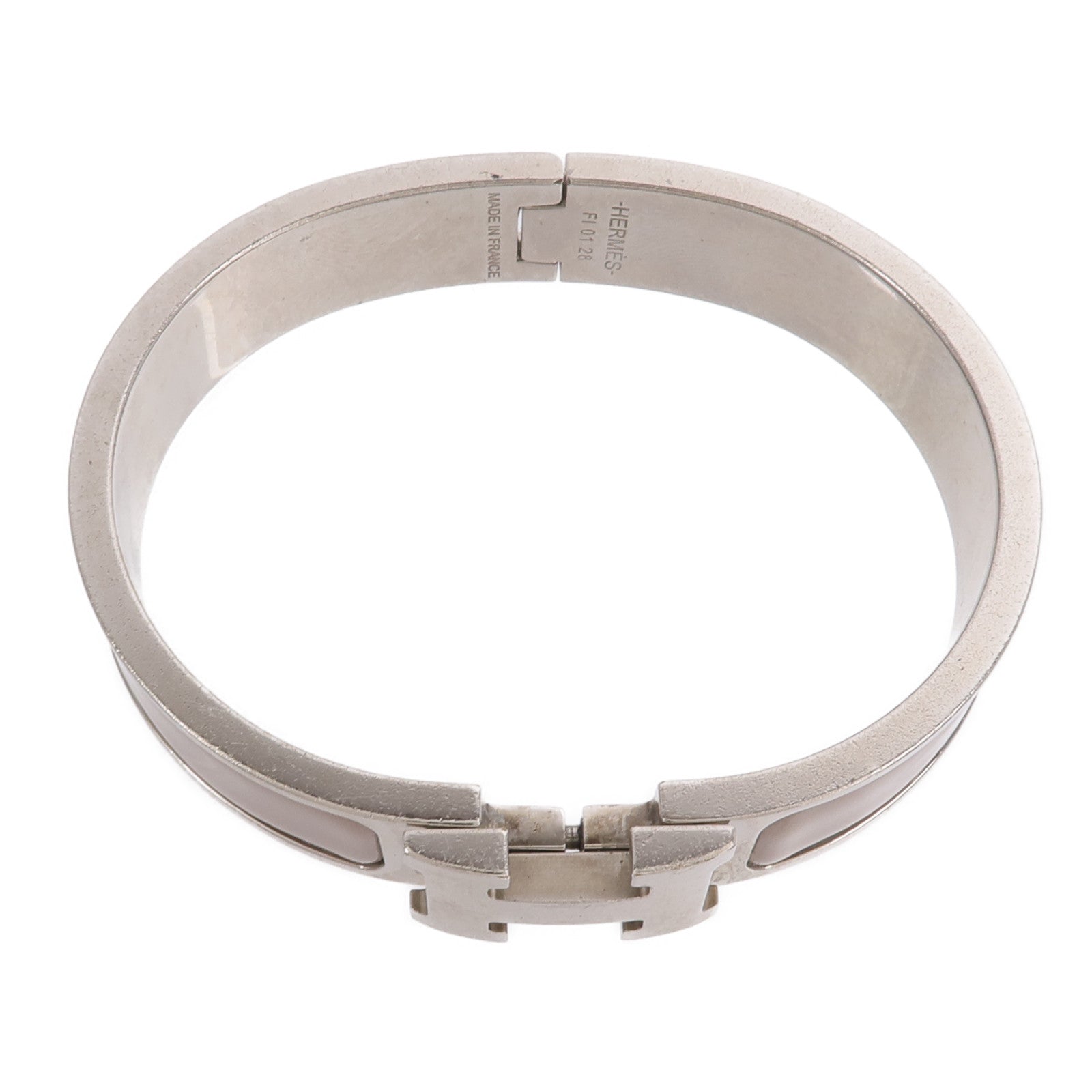 HERMES 金屬/琺瑯Clic H Bracelet手鐲Gris Etain Mat