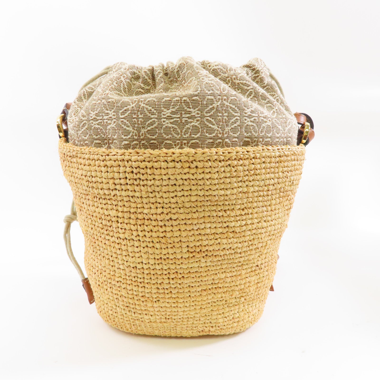 LOEWE 酒椰Shoulder Bag金扣肩背袋黃色/啡色