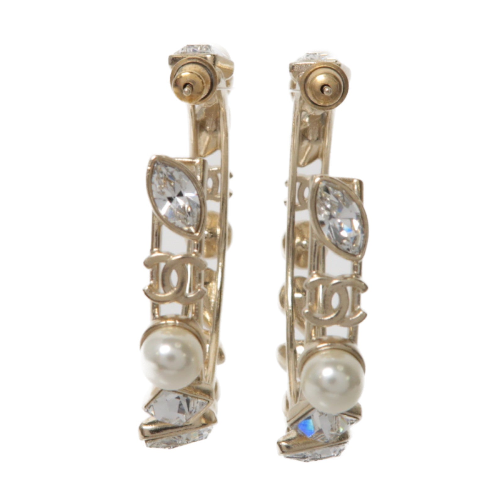 CHANEL 【激減優惠】PVC/金屬Earrings耳環白色/金色