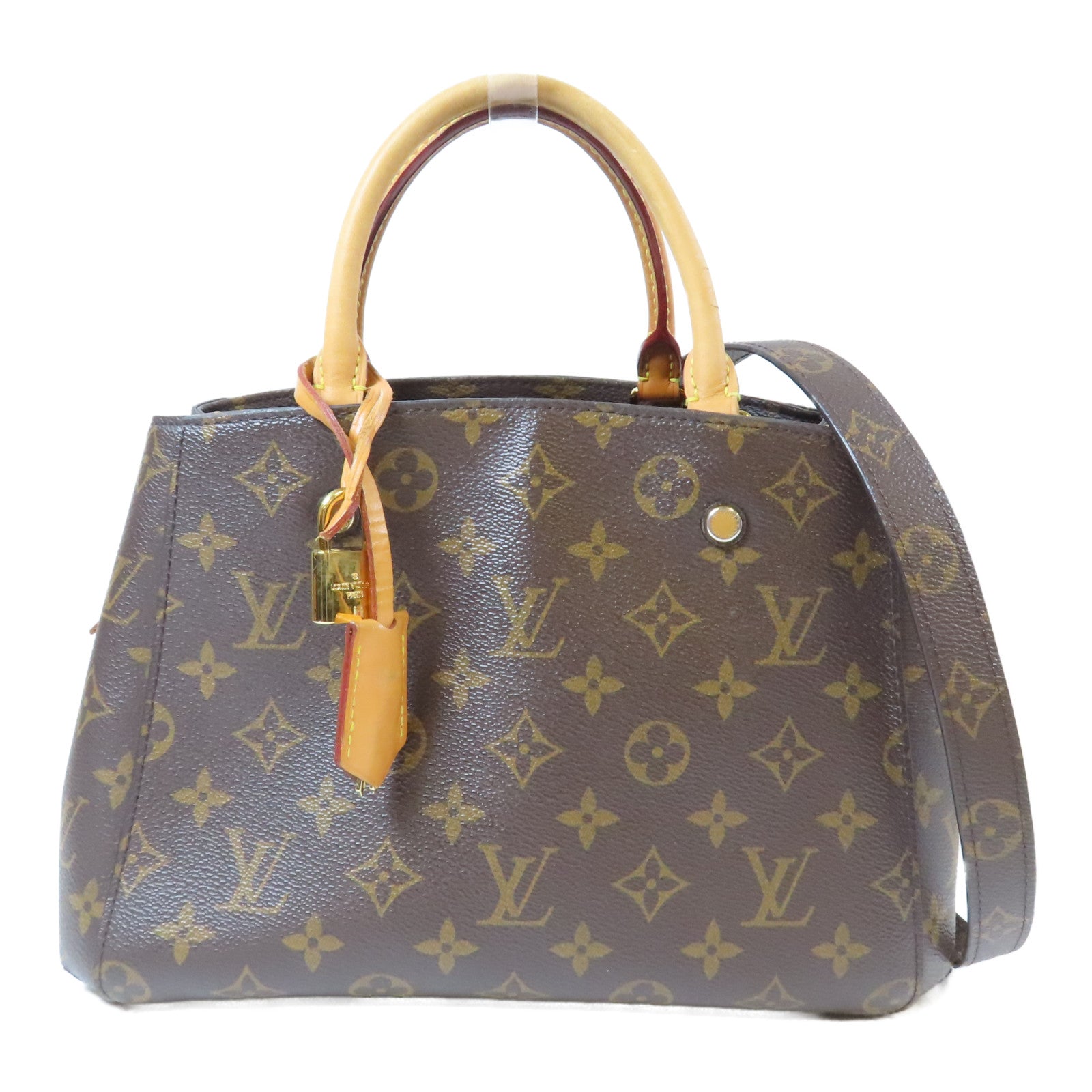 LOUIS VUITTON Monogram Montaigne金扣手挽肩背兩用袋啡色