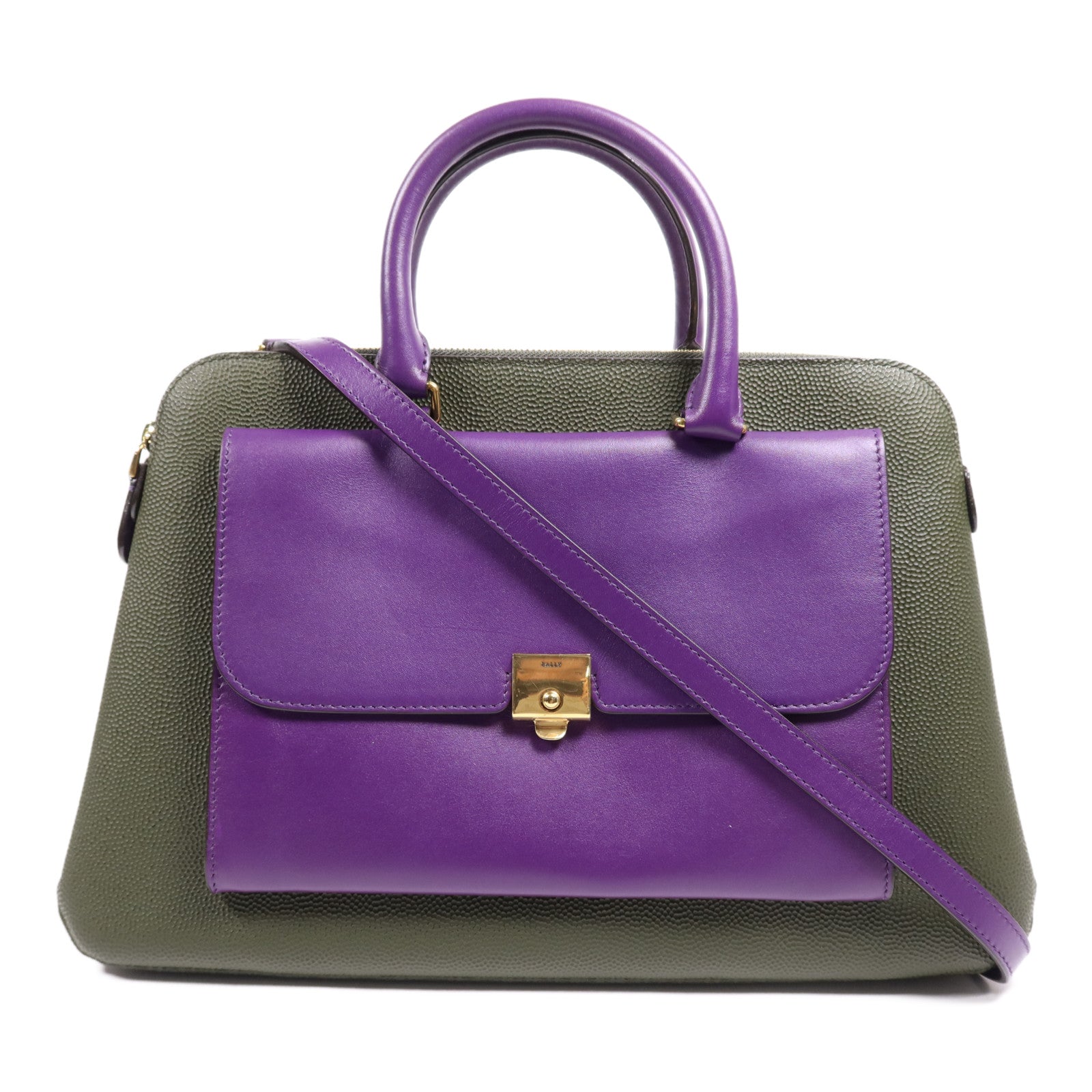 BALLY 牛皮皮革2 Way Shoulder Bag金扣手挽肩背兩用袋