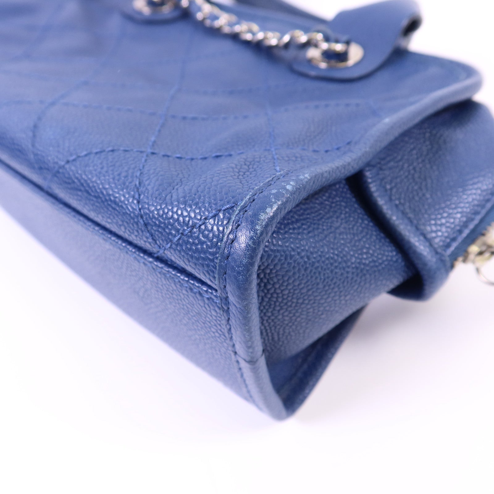 CHANEL 牛皮皮革Chain Shoulder Bag銀扣鏈帶手挽肩背兩用袋