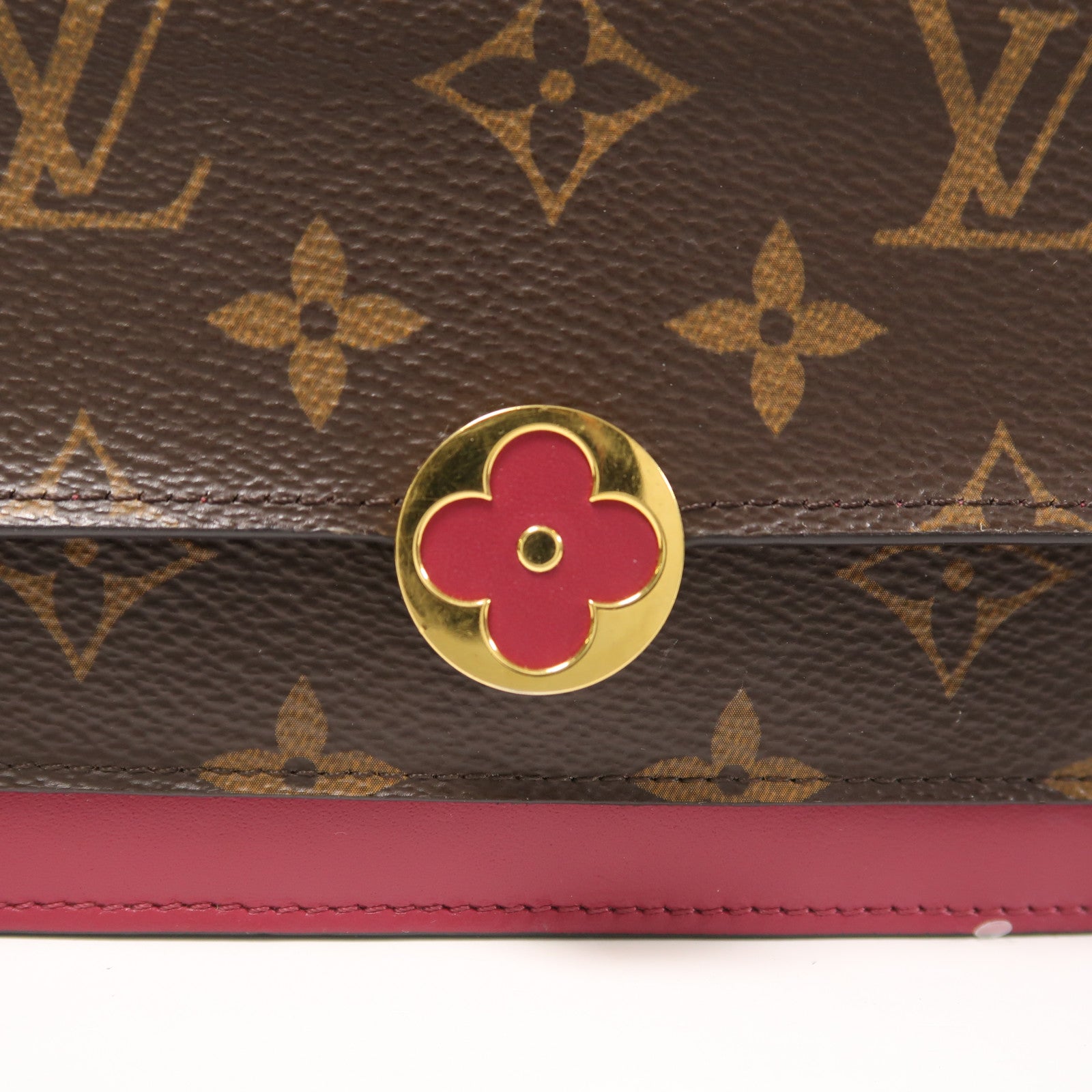 LOUIS VUITTON 【激減優惠】Monogram Portefeuille Flore金扣鏈帶肩背袋