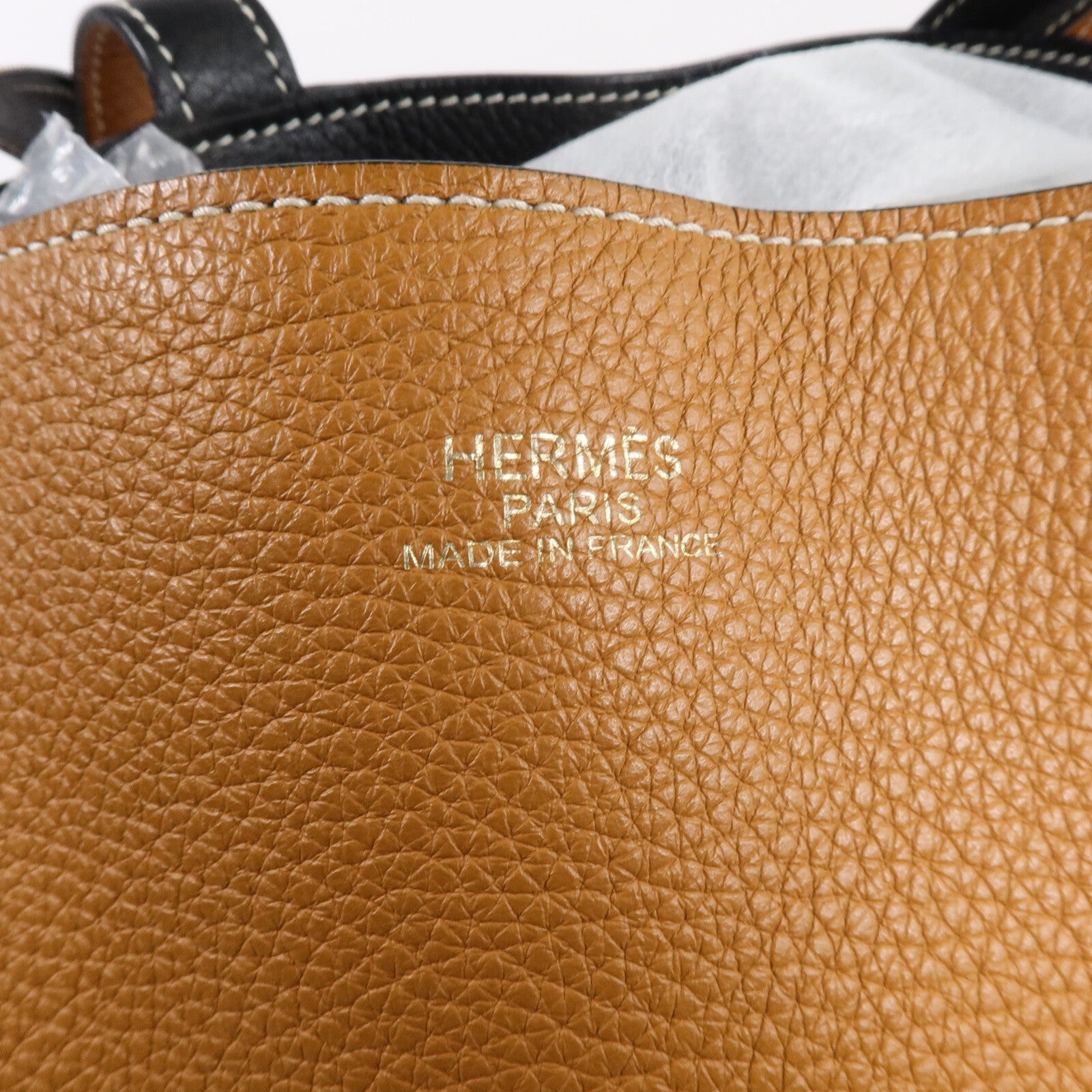 HERMES Clemence皮革Double Sens 35肩背袋Gold/Noir
