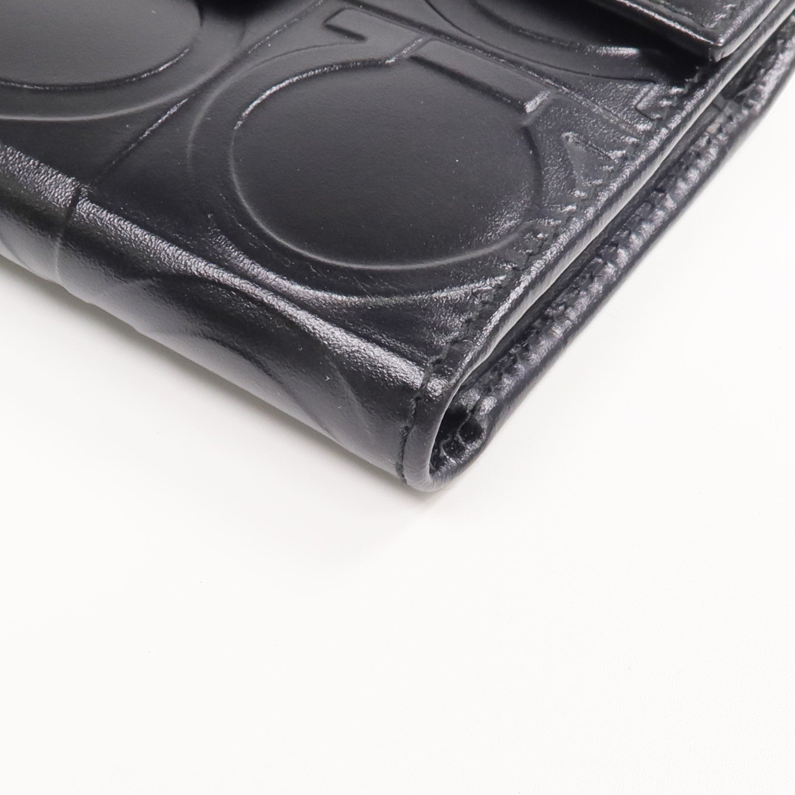 Salvatore Ferragamo 【激減優惠】牛皮皮革Fold Wallet銀扣錢包