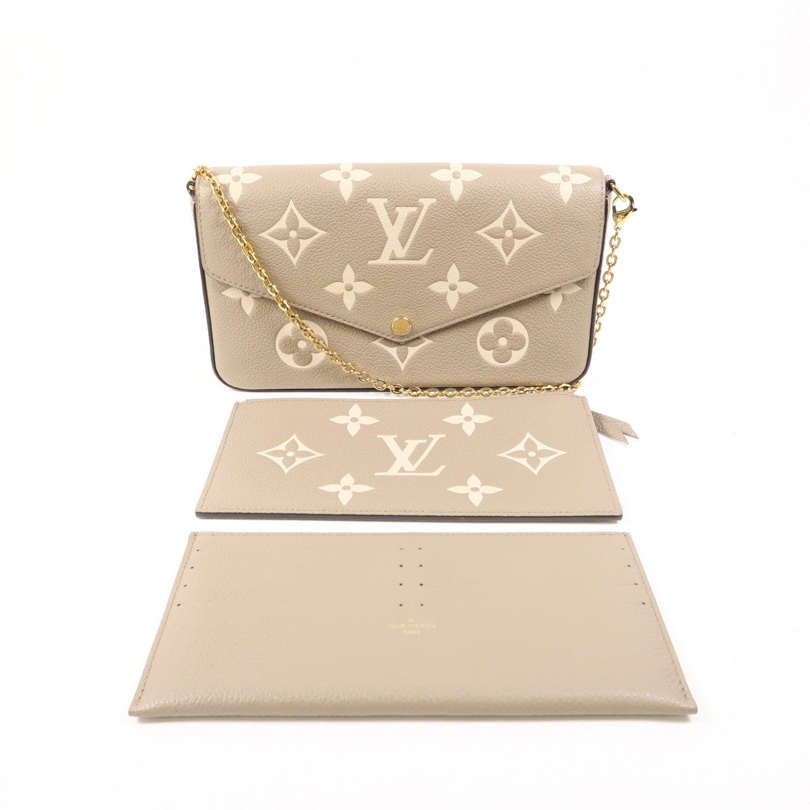 LOUIS VUITTON Monogram Empreinte Felicie Pochette金扣鏈帶肩背袋