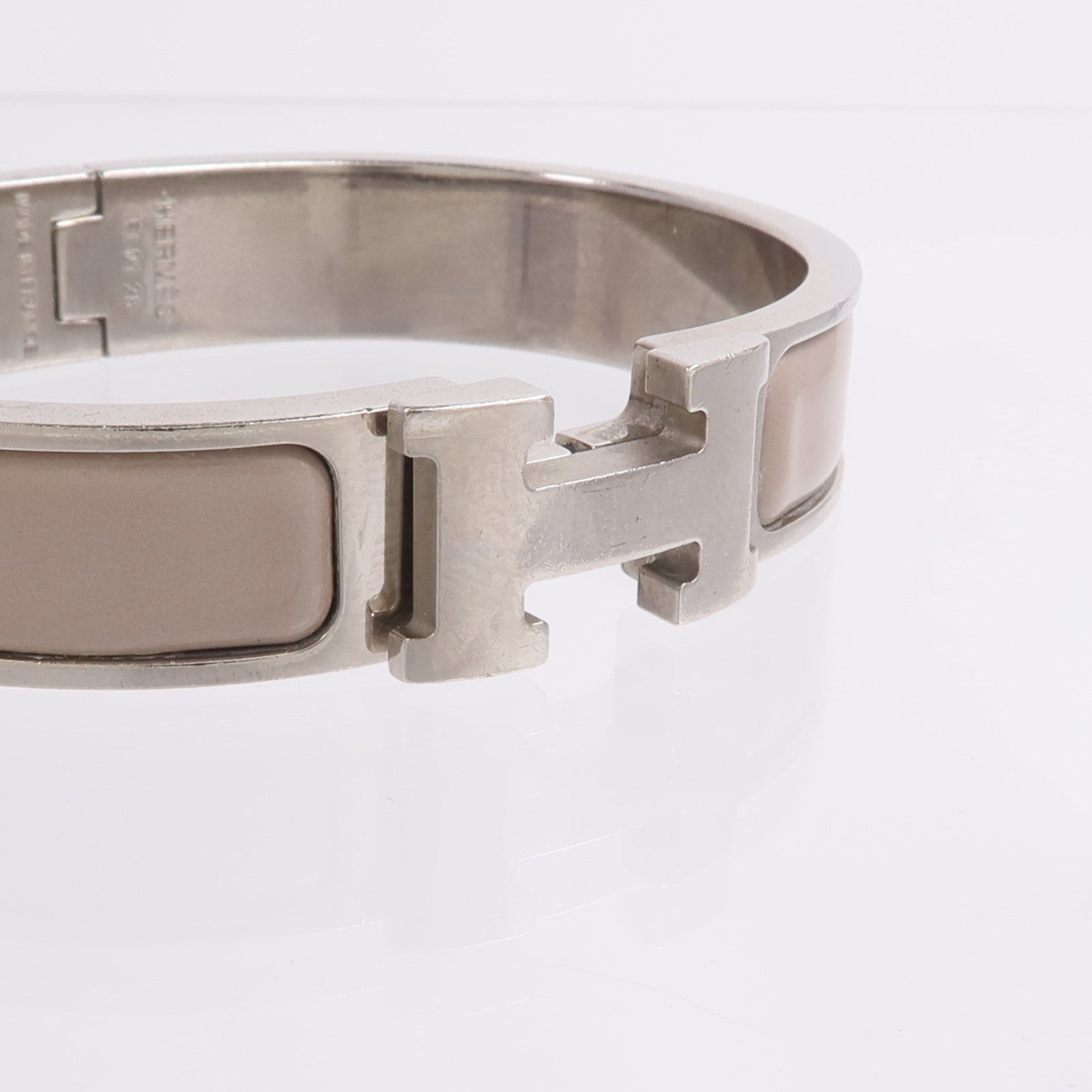 HERMES 金屬/琺瑯Clic H Bracelet手鐲Gris Etain Mat