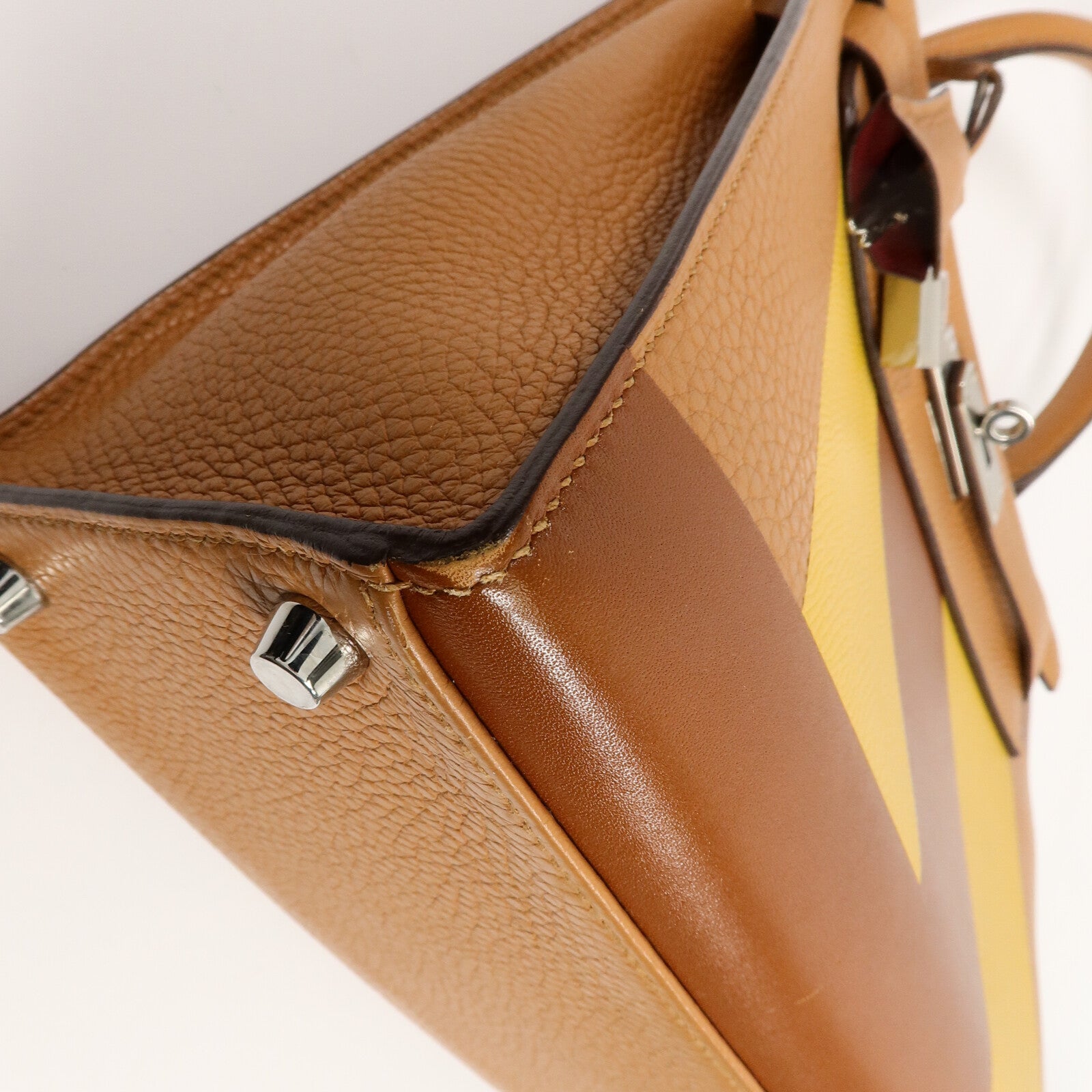 HERMES Togo/Epsom皮革Kelly 28手挽肩背兩用袋Gold/Jaune Ambre/Car