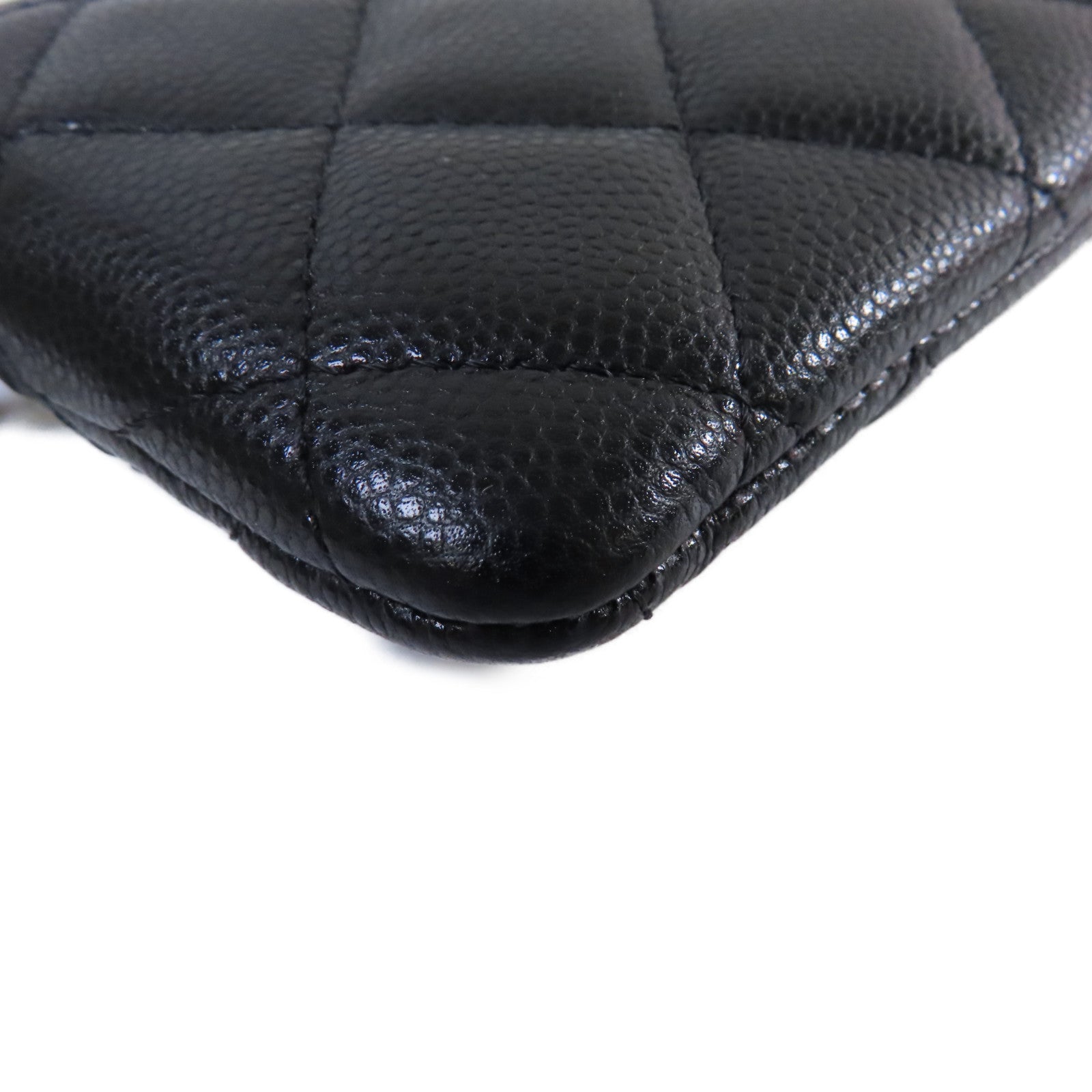 CHANEL 菱格Caviar皮革Coins Case金扣零錢包黑色