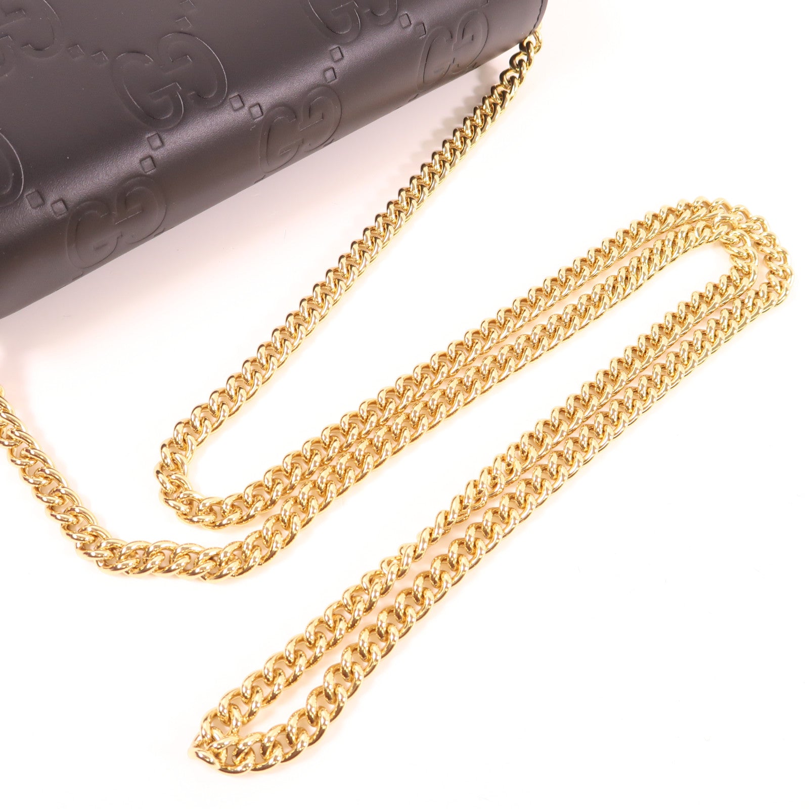 GUCCI 皮革GG Chain Wallet金扣手拿包/鏈帶肩背袋
