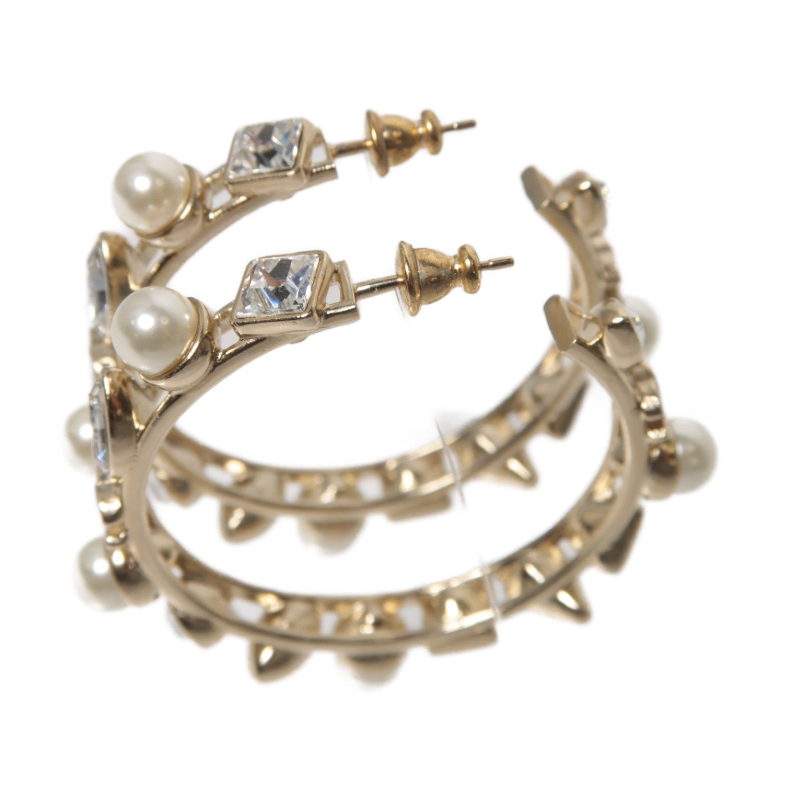 CHANEL 【激減優惠】PVC/金屬Earrings耳環白色/金色