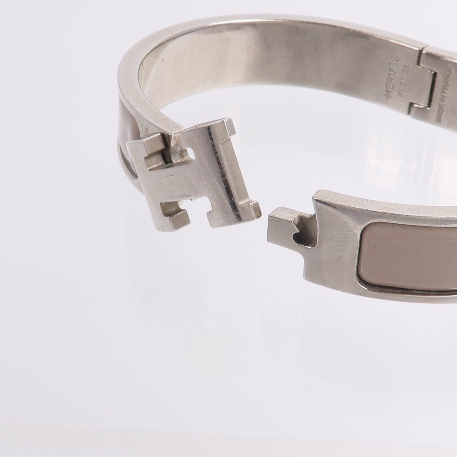 HERMES 金屬/琺瑯Clic H Bracelet手鐲Gris Etain Mat