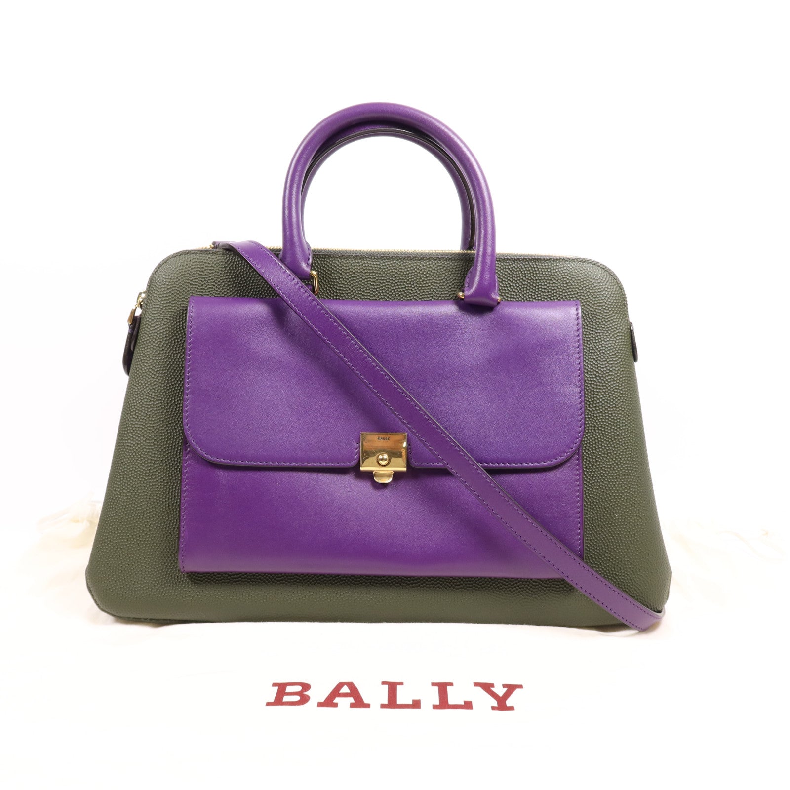 BALLY 牛皮皮革2 Way Shoulder Bag金扣手挽肩背兩用袋
