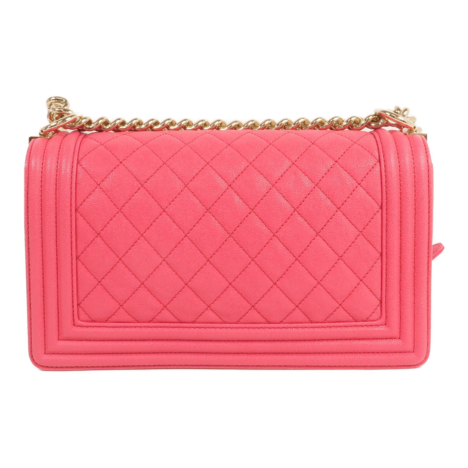 CHANEL 牛皮皮革Boy 25金扣鏈帶肩背袋