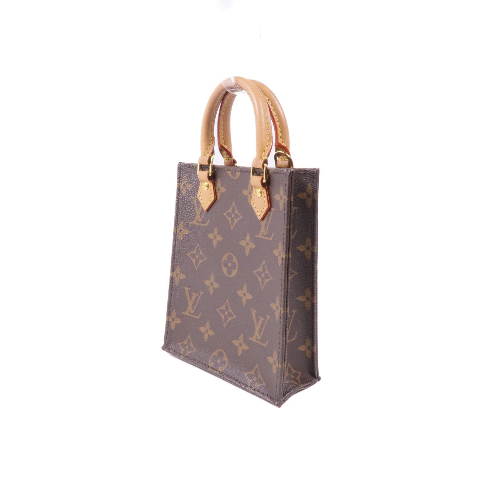 LOUIS VUITTON Monogram Petit Sac Plat金扣手挽肩背兩用袋Monogram Petit Sac Plat金扣手挽肩背兩用袋