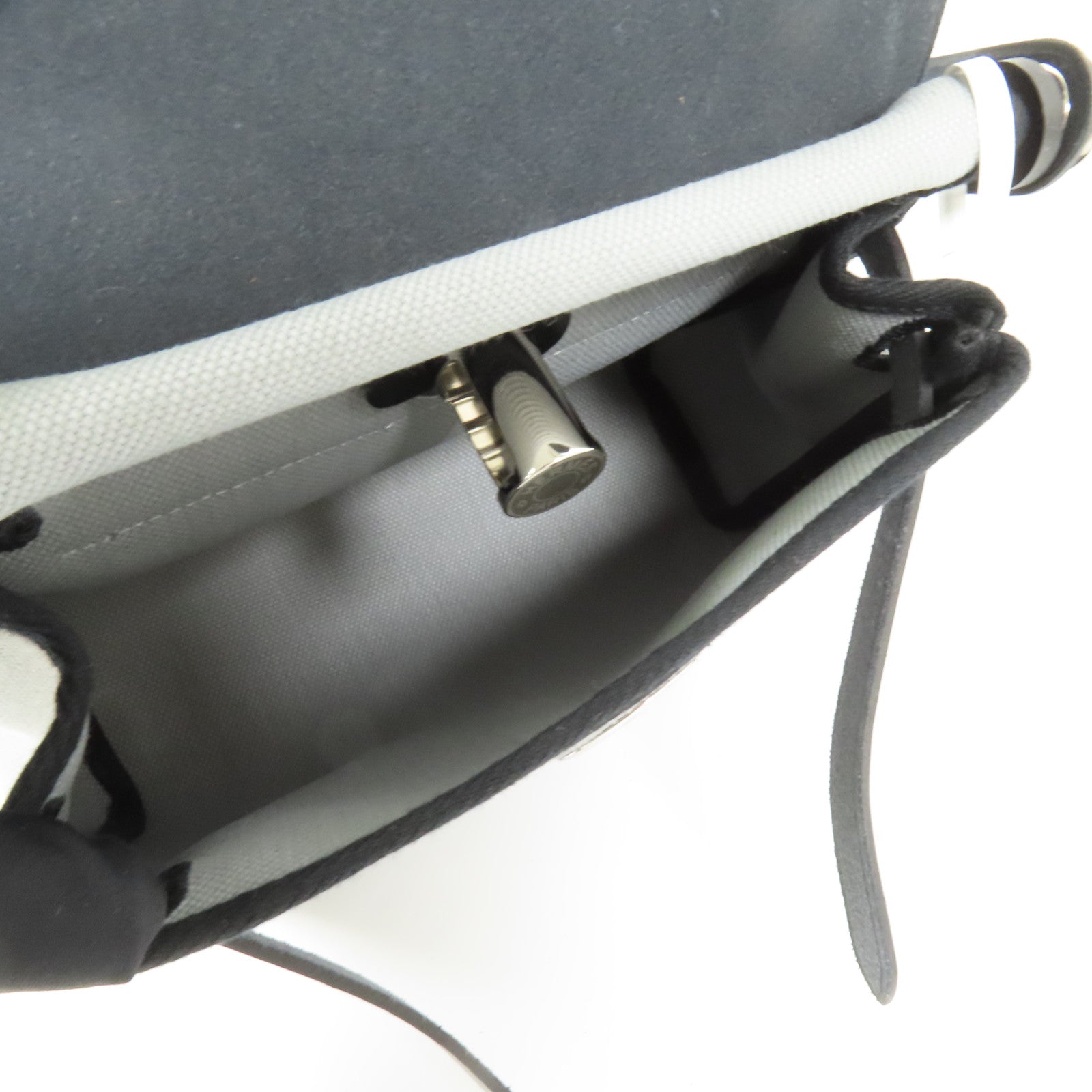 HERMES 帆布Mini Herbag肩背袋Gris Pantin