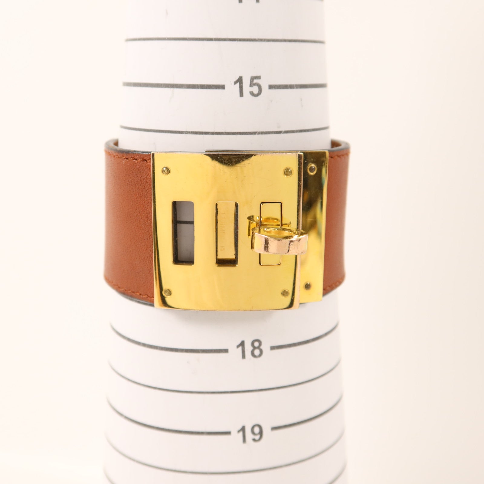 HERMES Swift皮革Kelly Dog Bracelet金扣手鐲