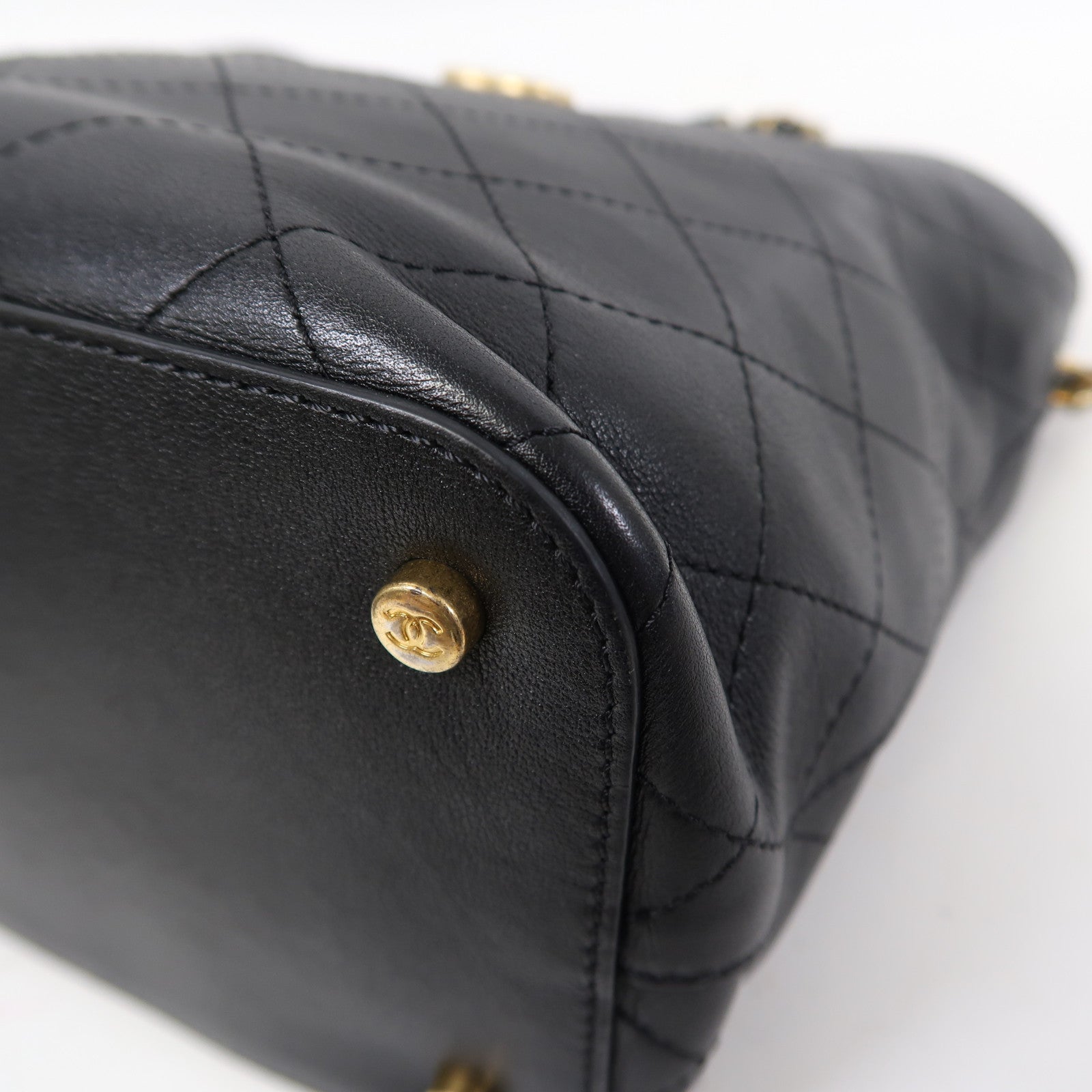 CHANEL 【激減優惠】菱格牛皮皮革Shoulder Bag金扣鏈帶肩背袋黑色