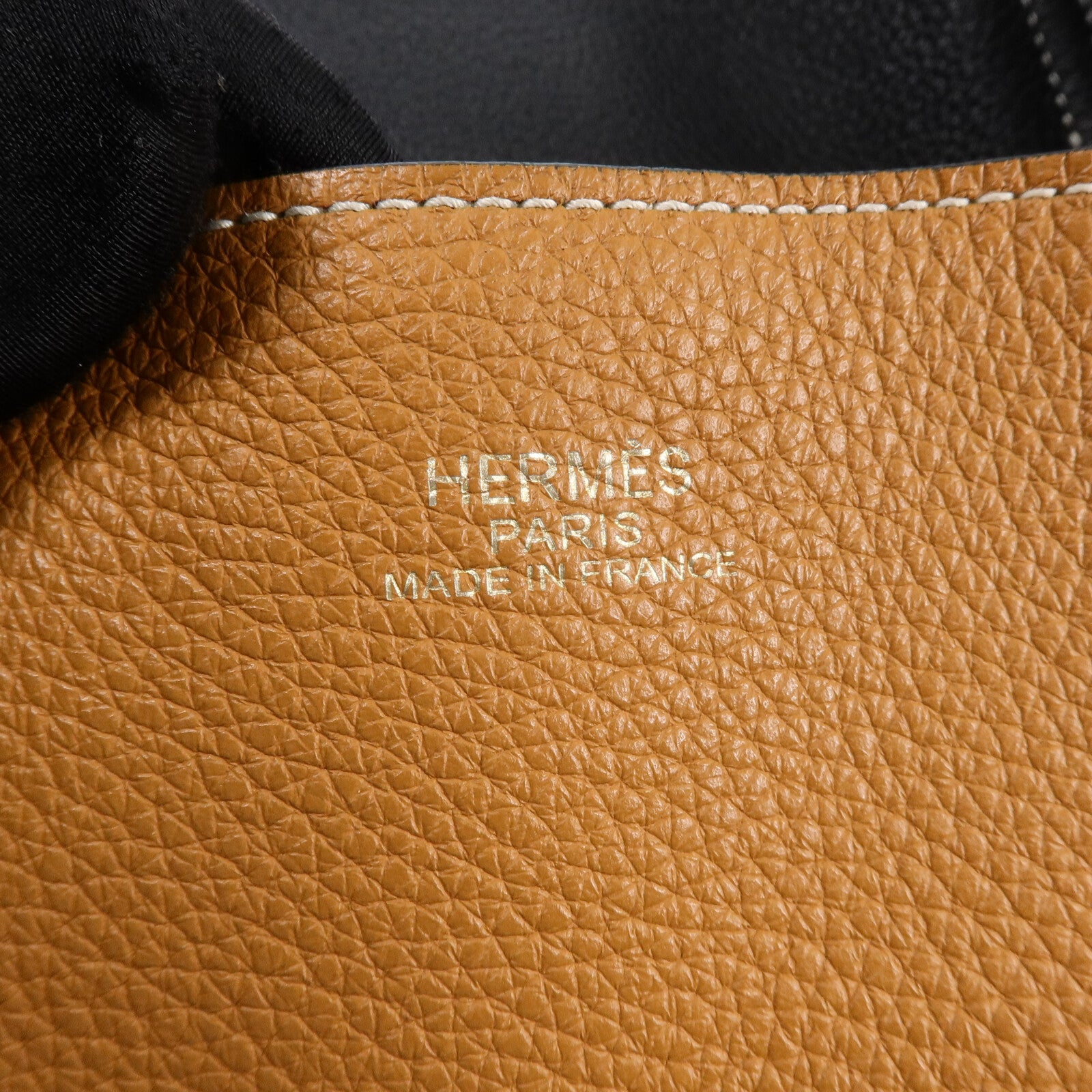 HERMES Clemence皮革Double Sens 35肩背袋Gold/Noir