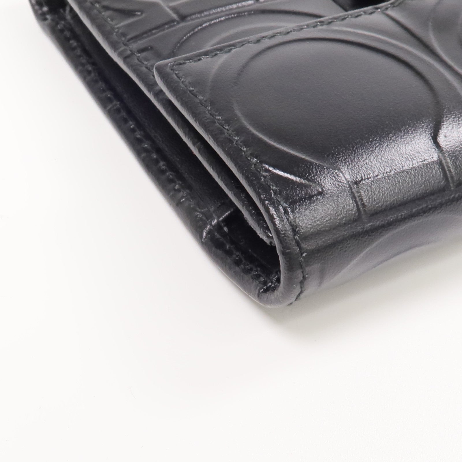 Salvatore Ferragamo 【激減優惠】牛皮皮革Fold Wallet銀扣錢包