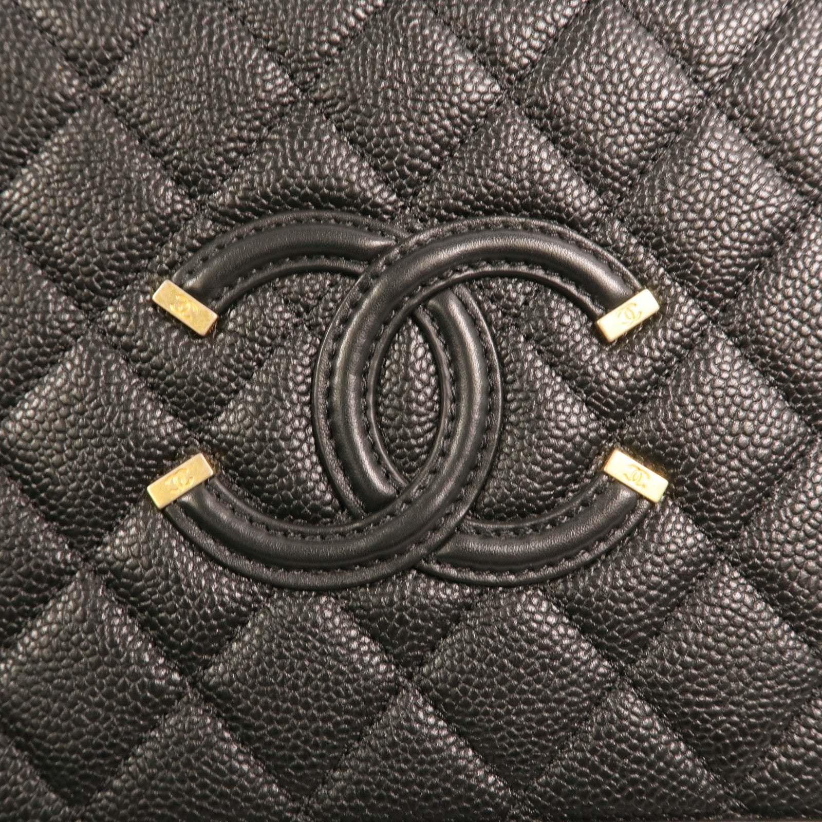 CHANEL 牛皮皮革Vanity Case金扣手挽肩背兩用袋