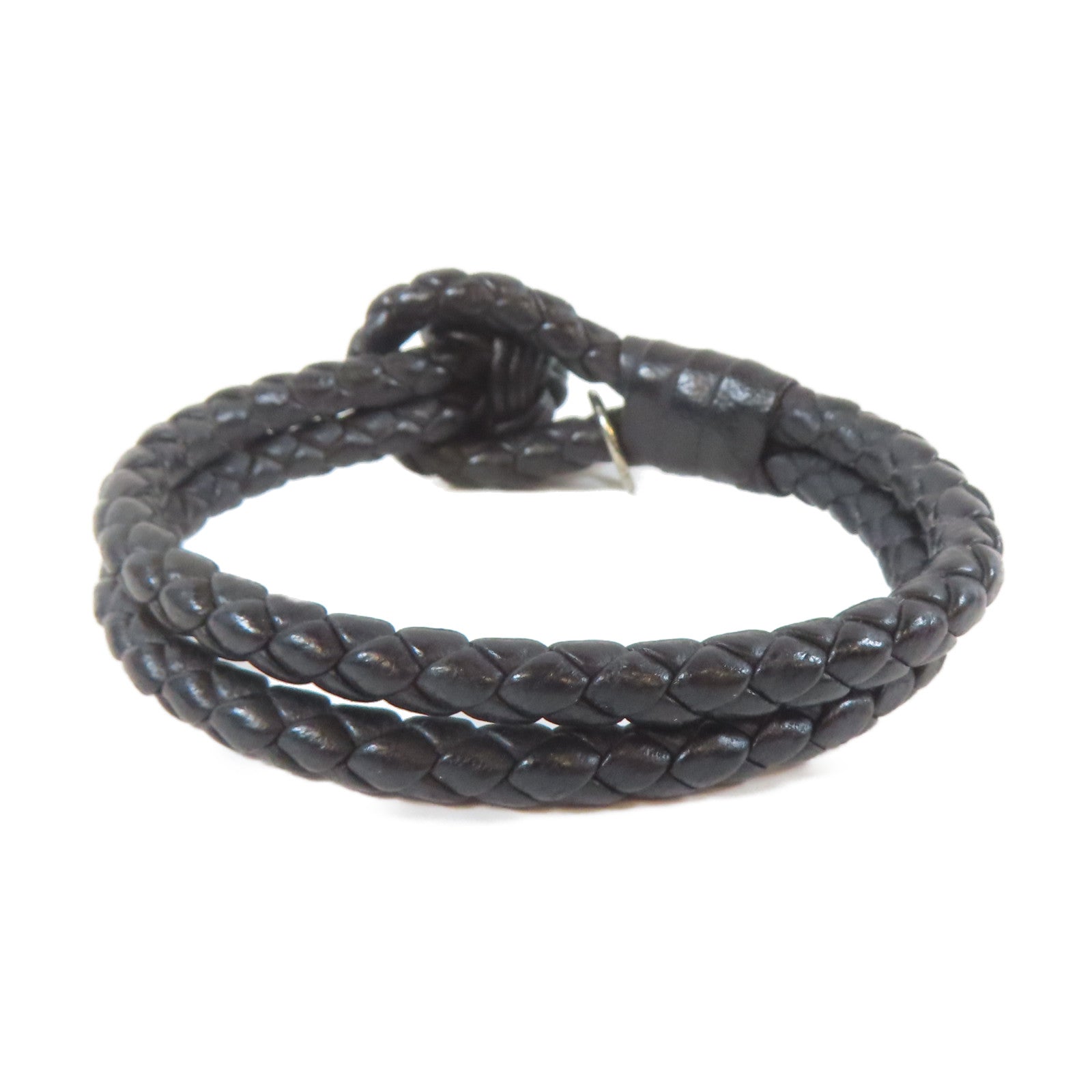 BOTTEGA VENETA 羊皮皮革Bracelet手鐲黑色#16.5cm