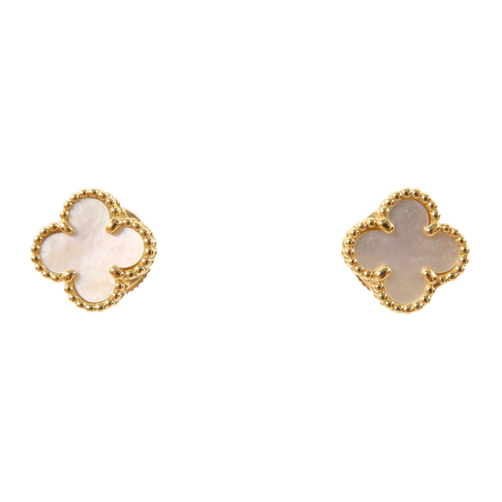 Van Cleef & Arpels 18K黃金Sweet Alhambra Earstuds耳環白色