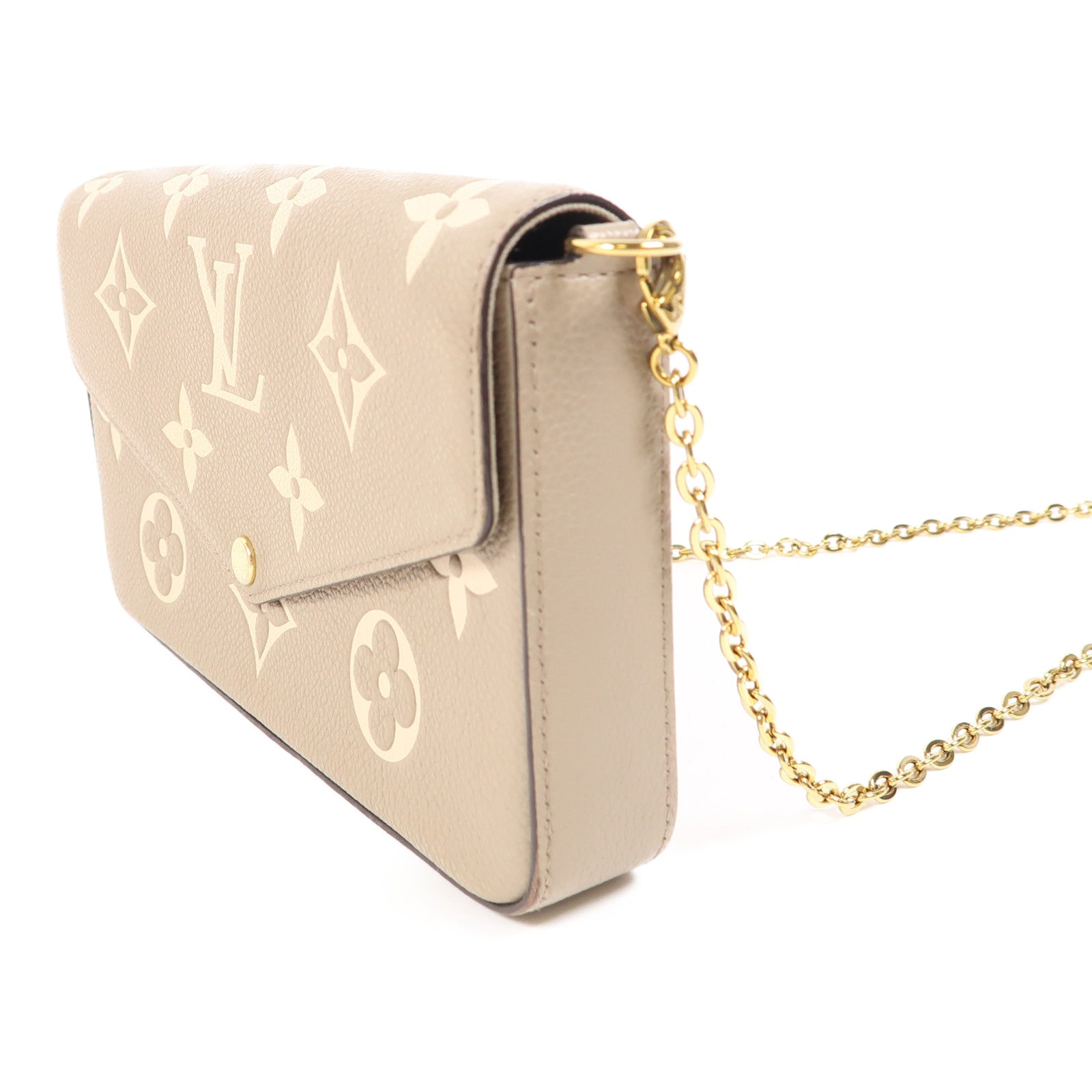 LOUIS VUITTON Monogram Empreinte Felicie Pochette金扣鏈帶肩背袋