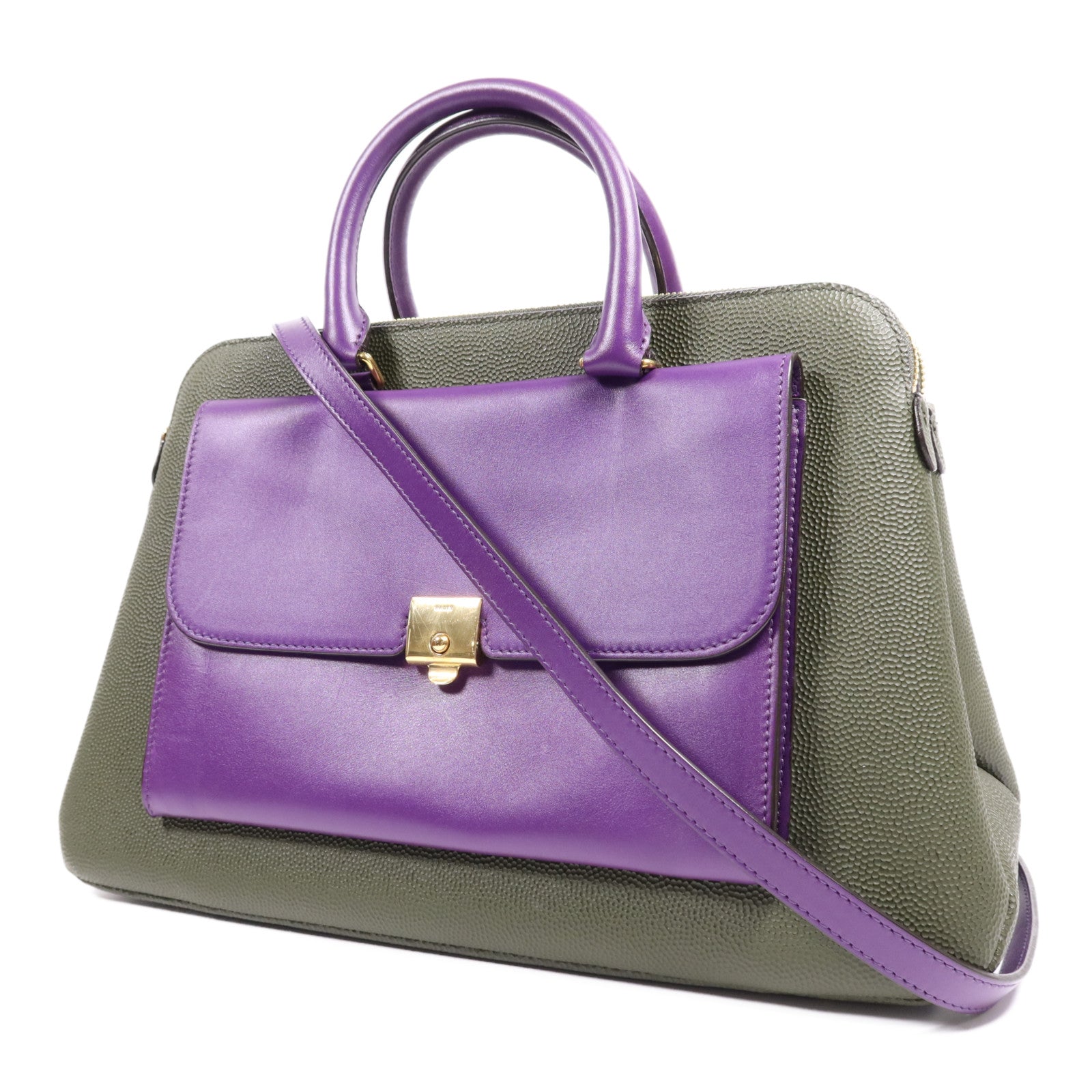 BALLY 牛皮皮革2 Way Shoulder Bag金扣手挽肩背兩用袋