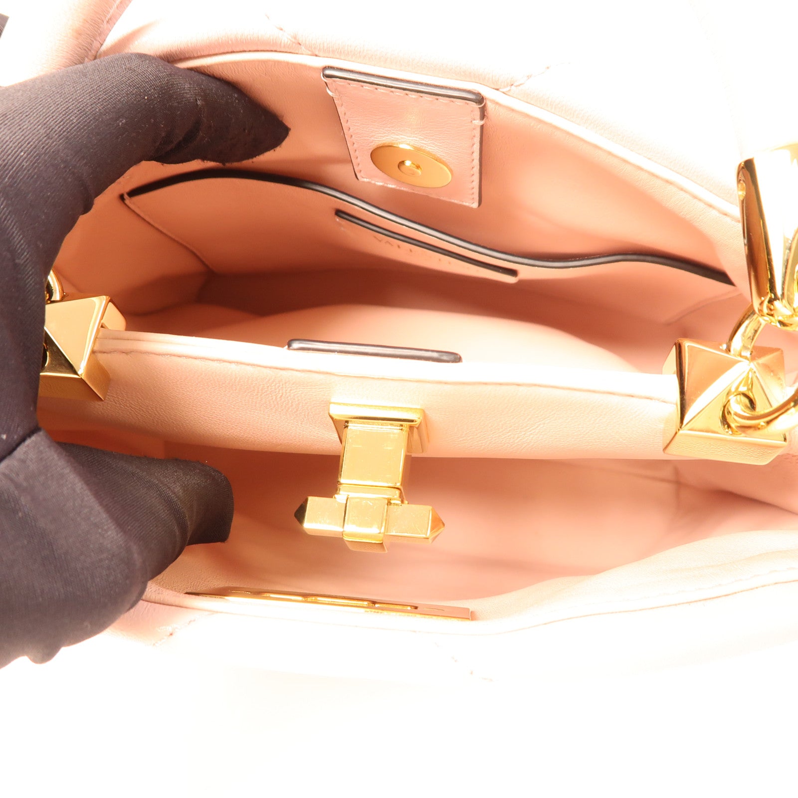 Valentino 牛皮皮革2 Way Shoulder Bag金扣手挽肩背兩用袋