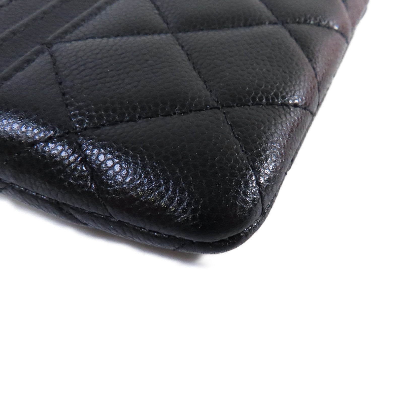 CHANEL 菱格Caviar皮革Coins Case金扣零錢包黑色
