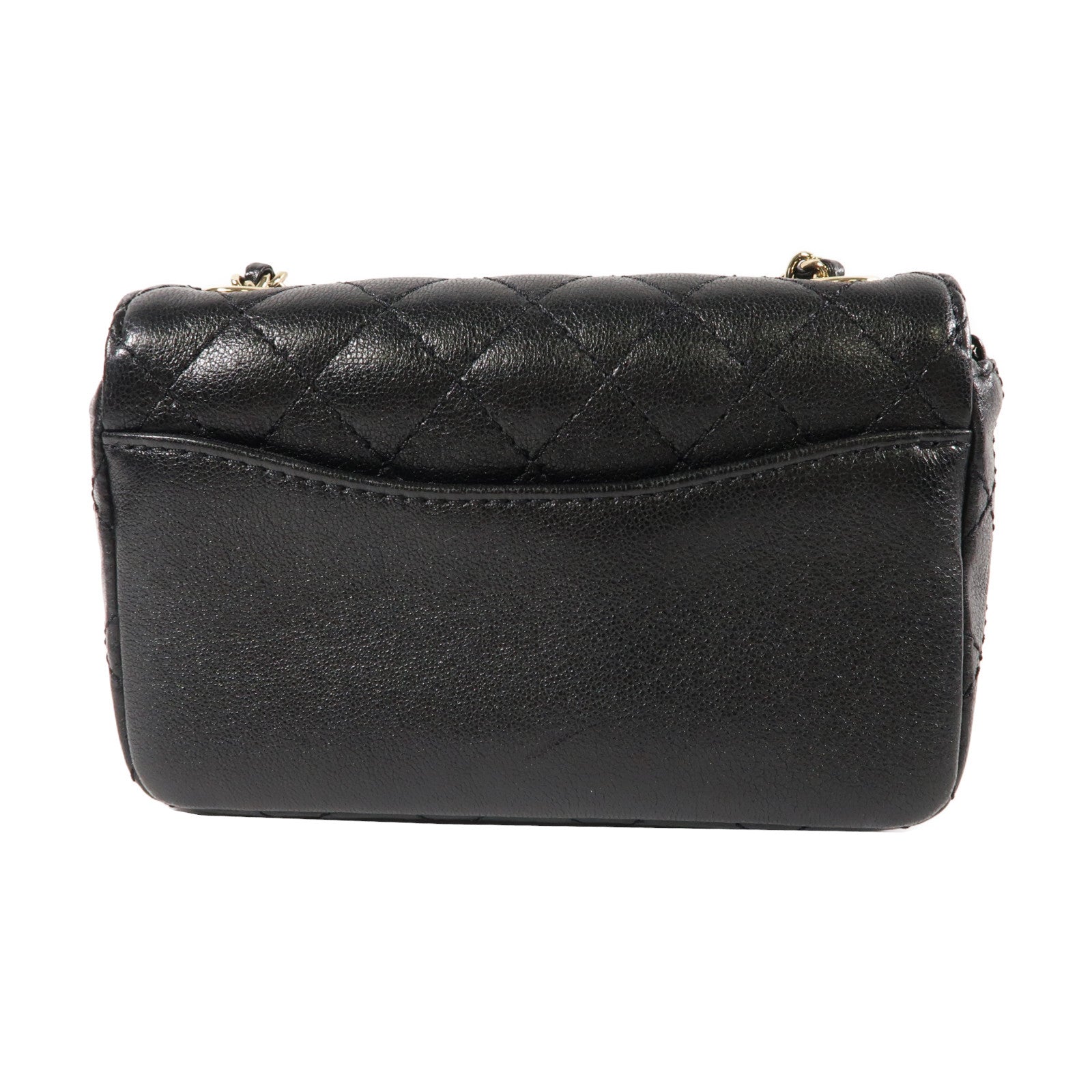 CHANEL 菱格牛皮皮革Chain Shoulder Bag金扣鏈帶肩背袋黑色