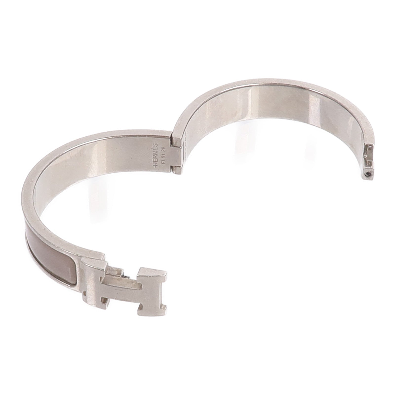 HERMES 金屬/琺瑯Clic H Bracelet手鐲Gris Etain Mat
