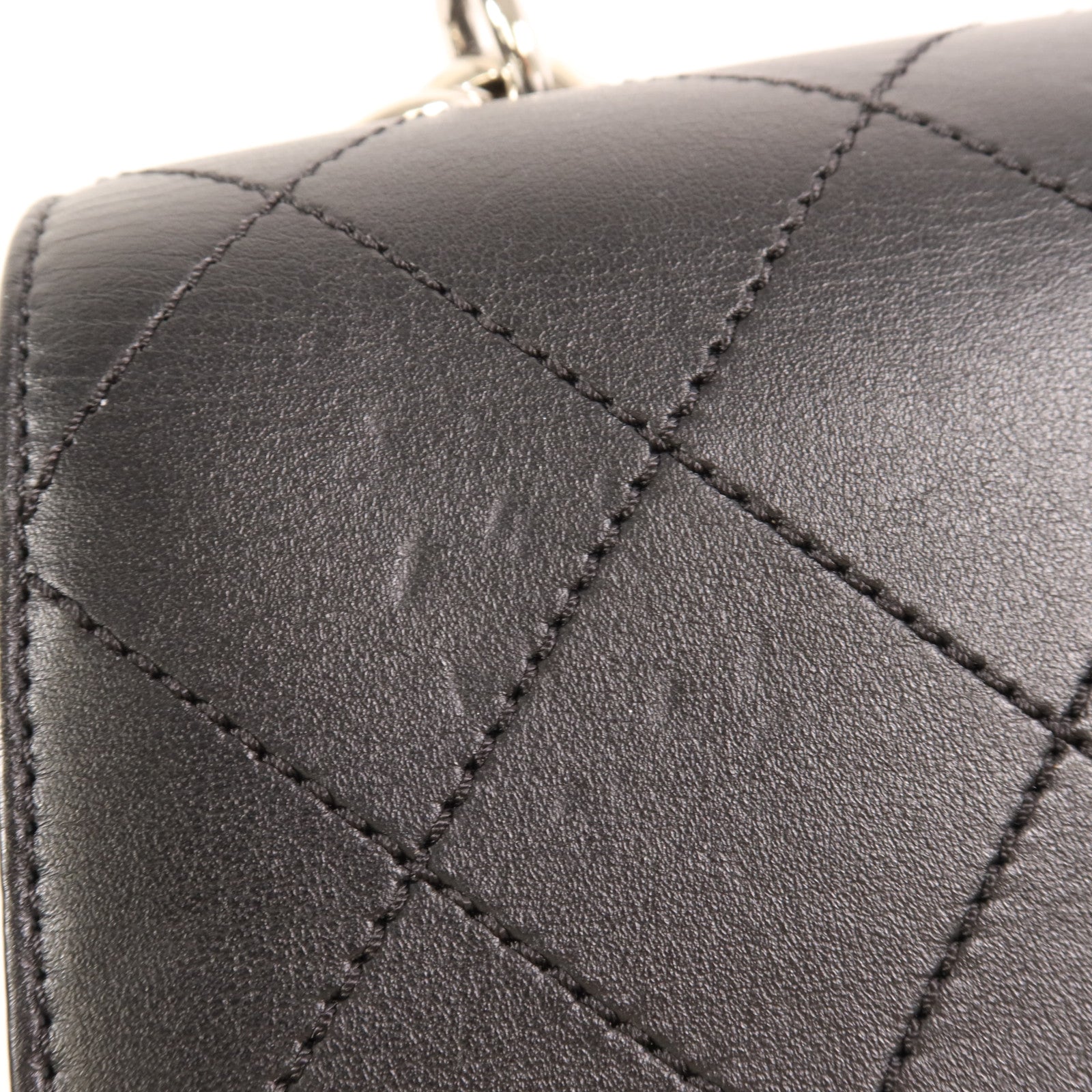 CHANEL 牛皮皮革Chain Shoulder銀扣手挽肩背兩用袋