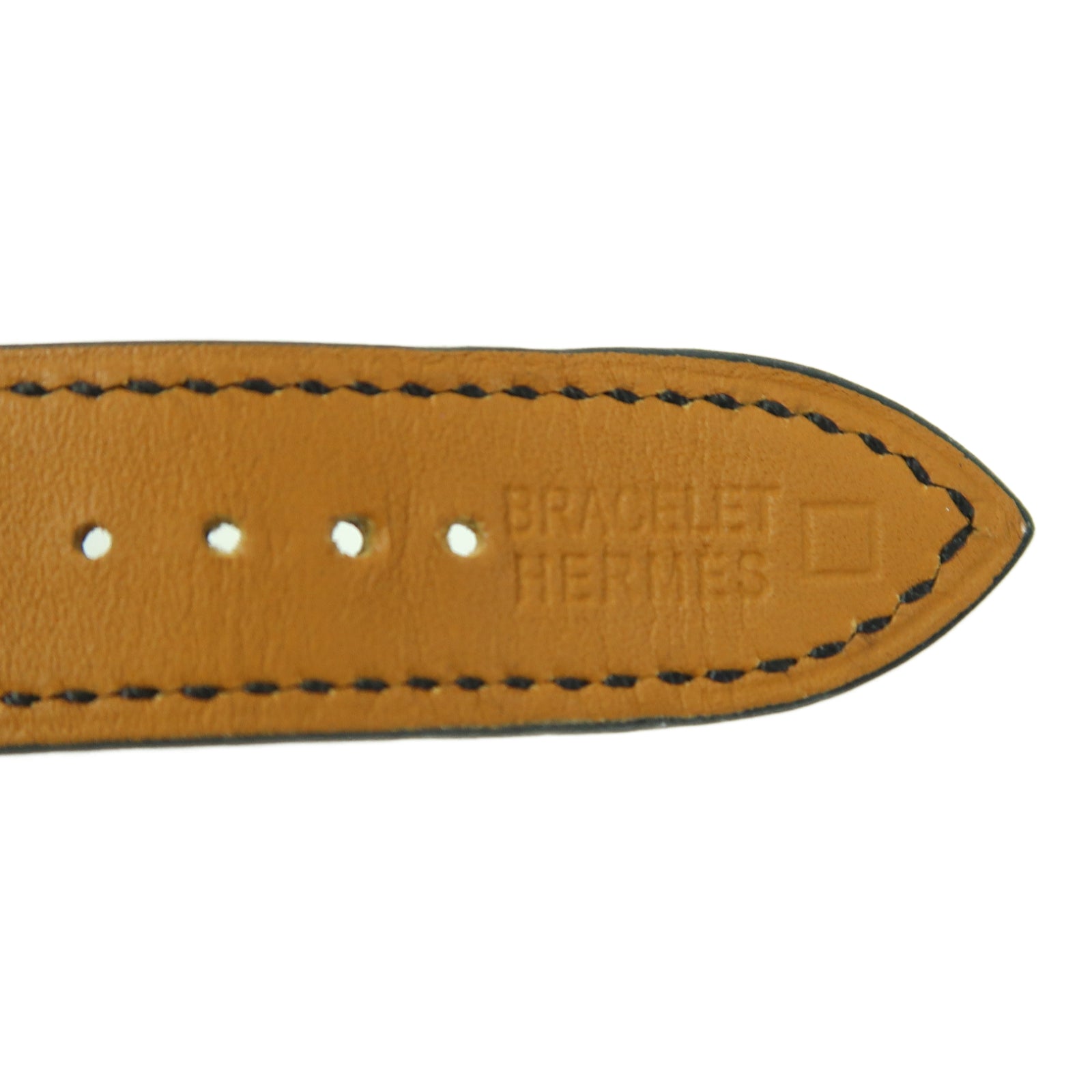 HERMES Heure H Alligator鱷魚皮革/不鏽鋼手錶石英機芯白色