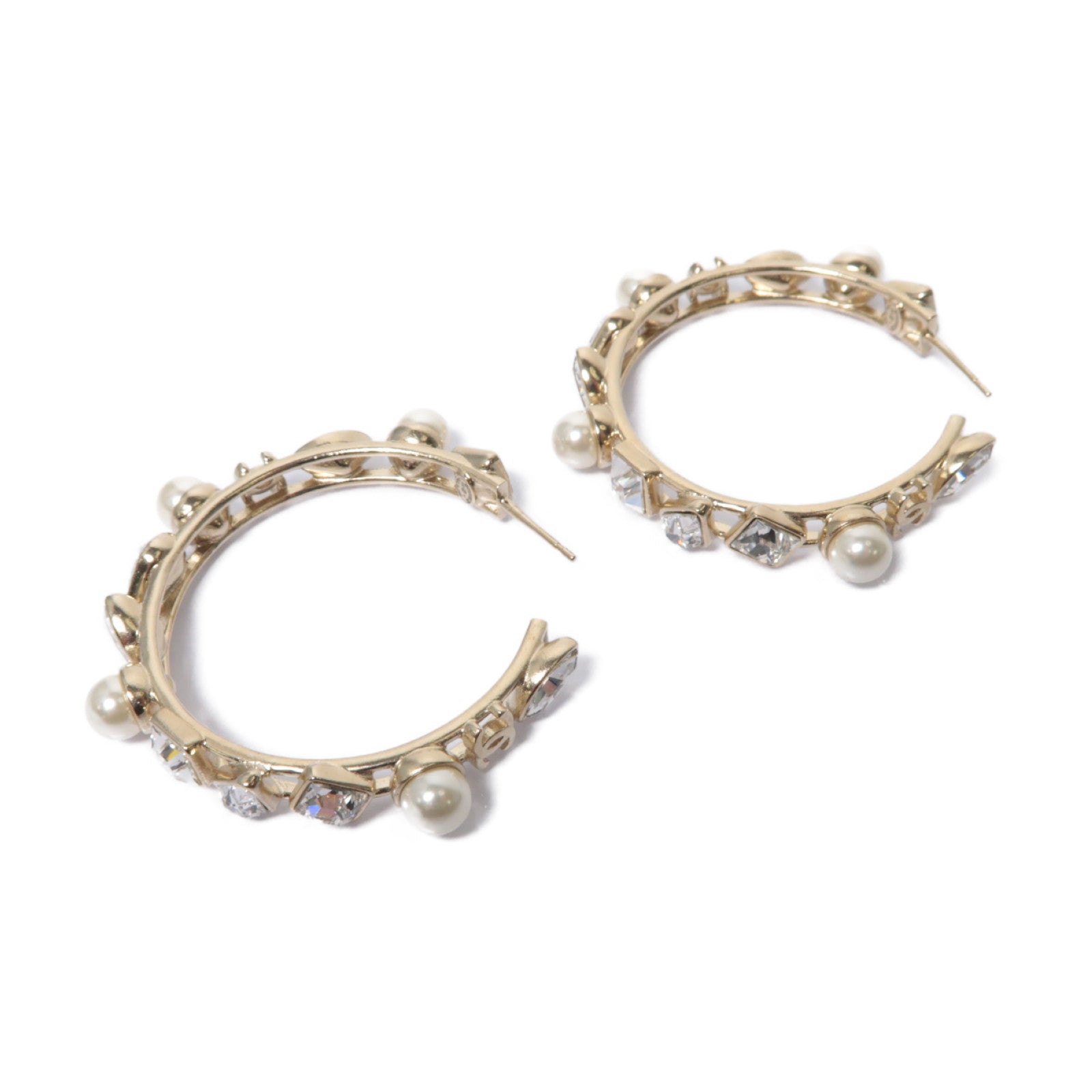 CHANEL 【激減優惠】PVC/金屬Earrings耳環白色/金色