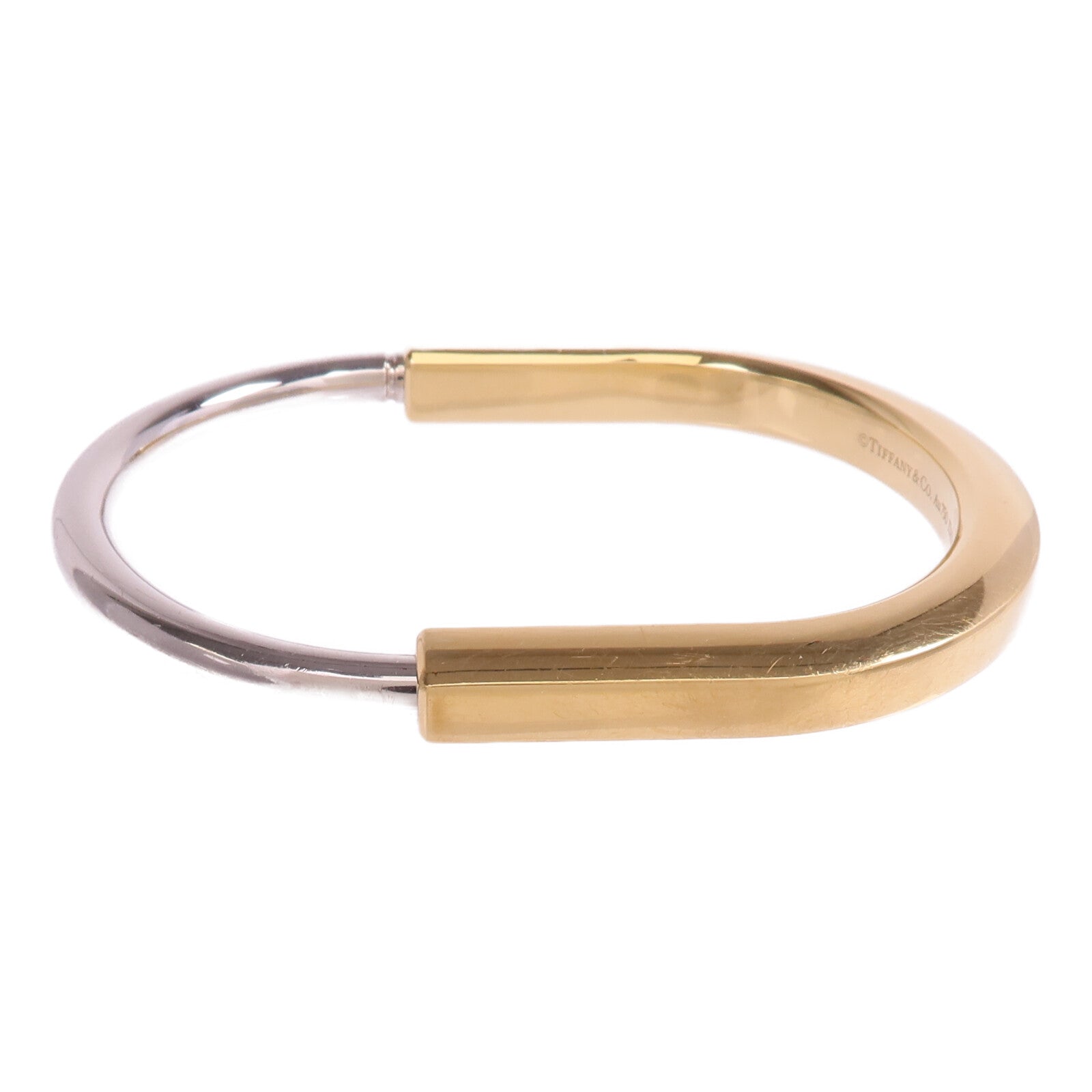 TIFFANY＆CO 18K黃金/白金Lock Bangle手鐲