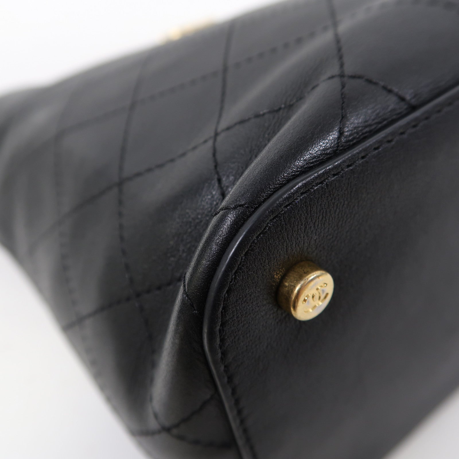CHANEL 【激減優惠】菱格牛皮皮革Shoulder Bag金扣鏈帶肩背袋黑色