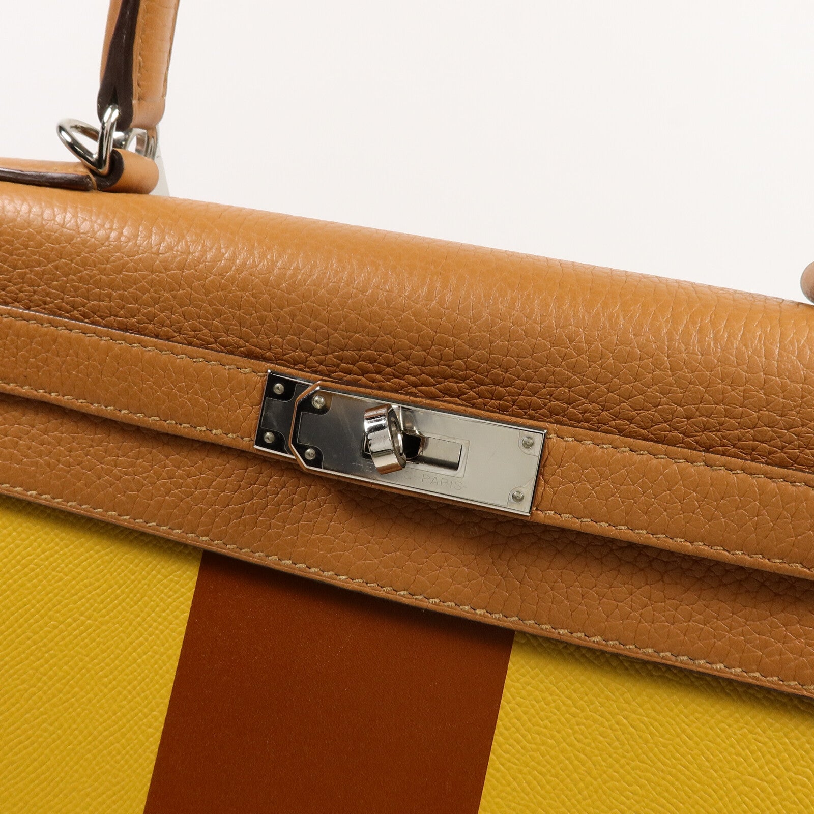 HERMES Togo/Epsom皮革Kelly 28手挽肩背兩用袋Gold/Jaune Ambre/Car