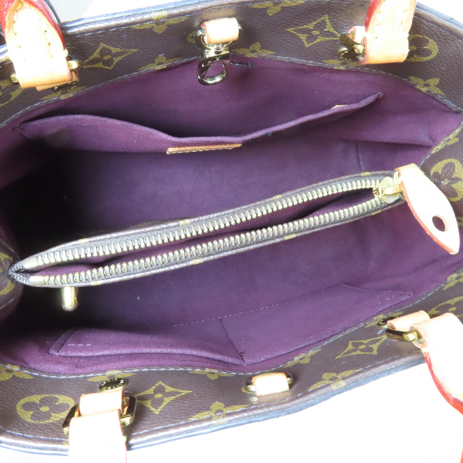 LOUIS VUITTON Monogram Montaigne金扣手挽肩背兩用袋啡色