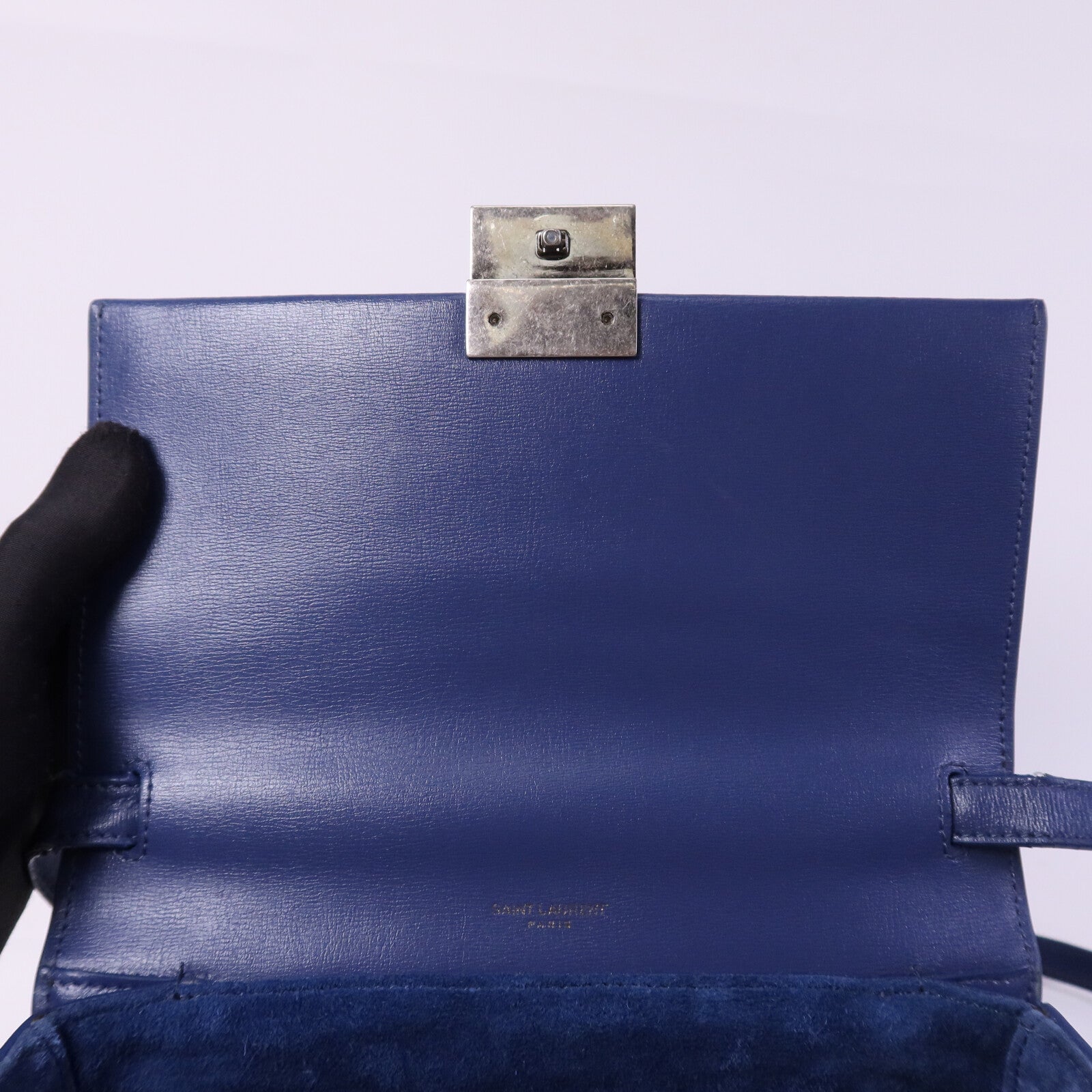 SAINT LAURENT 牛皮皮革Bellechasse銀扣肩背袋