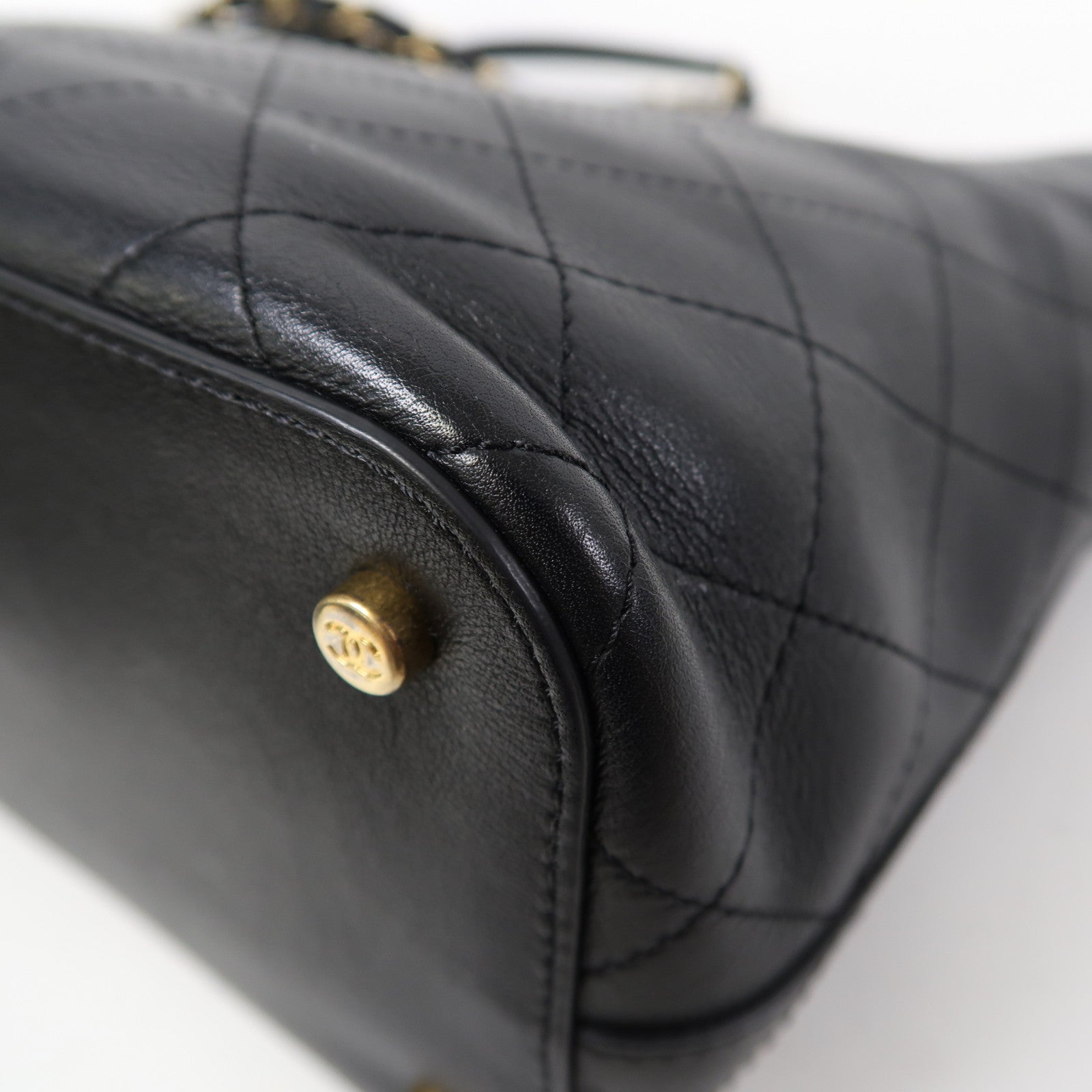 CHANEL 【激減優惠】菱格牛皮皮革Shoulder Bag金扣鏈帶肩背袋黑色