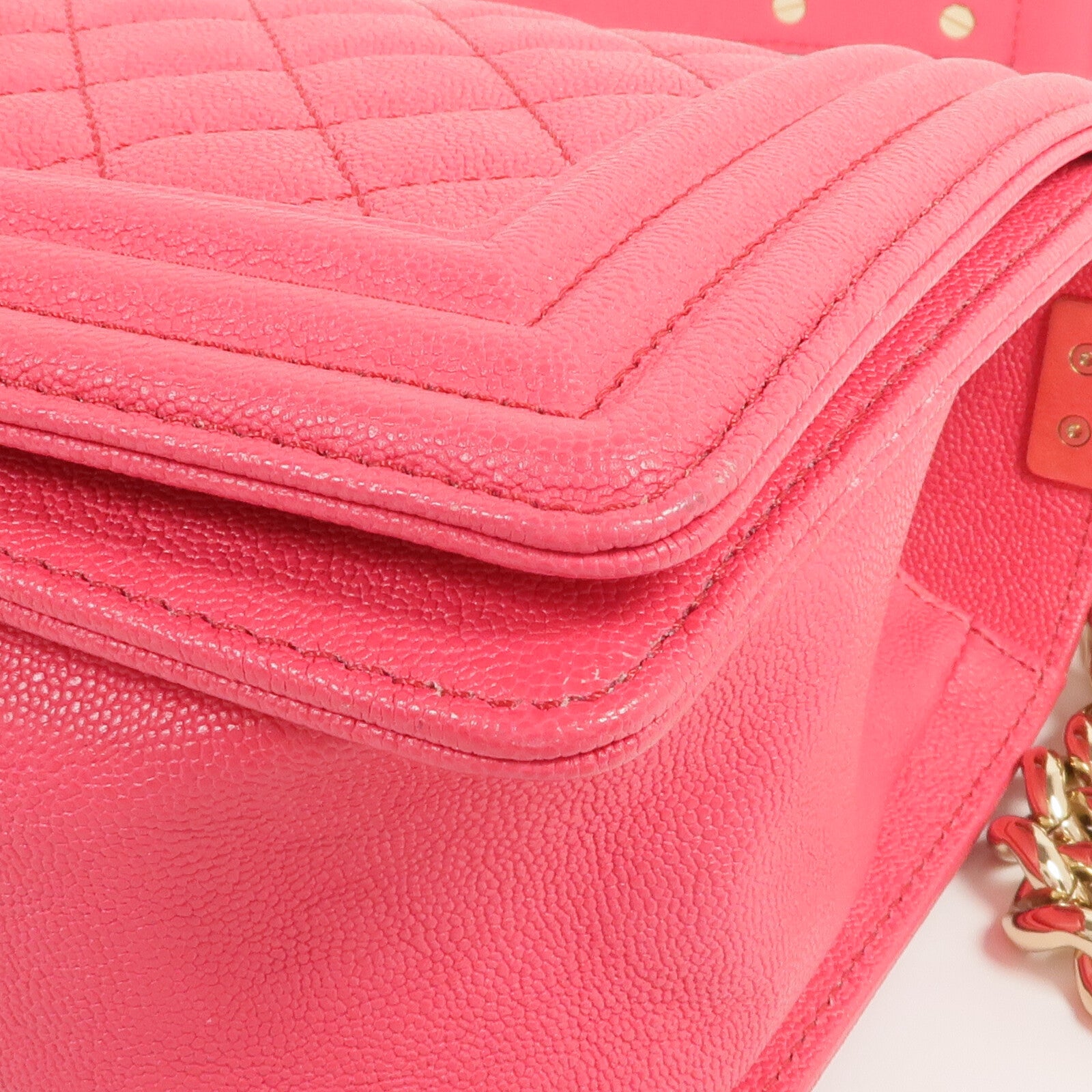 CHANEL 牛皮皮革Boy 25金扣鏈帶肩背袋