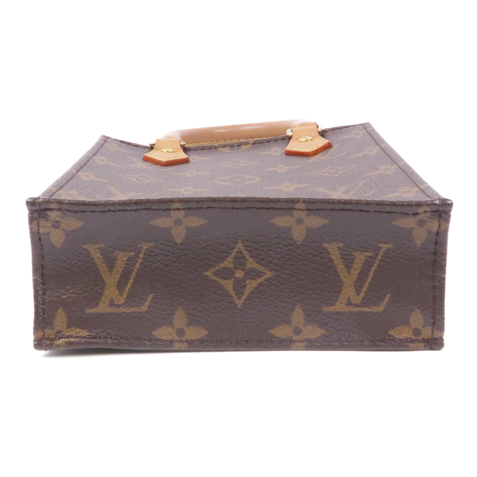 LOUIS VUITTON Monogram Petit Sac Plat金扣手挽肩背兩用袋Monogram Petit Sac Plat金扣手挽肩背兩用袋
