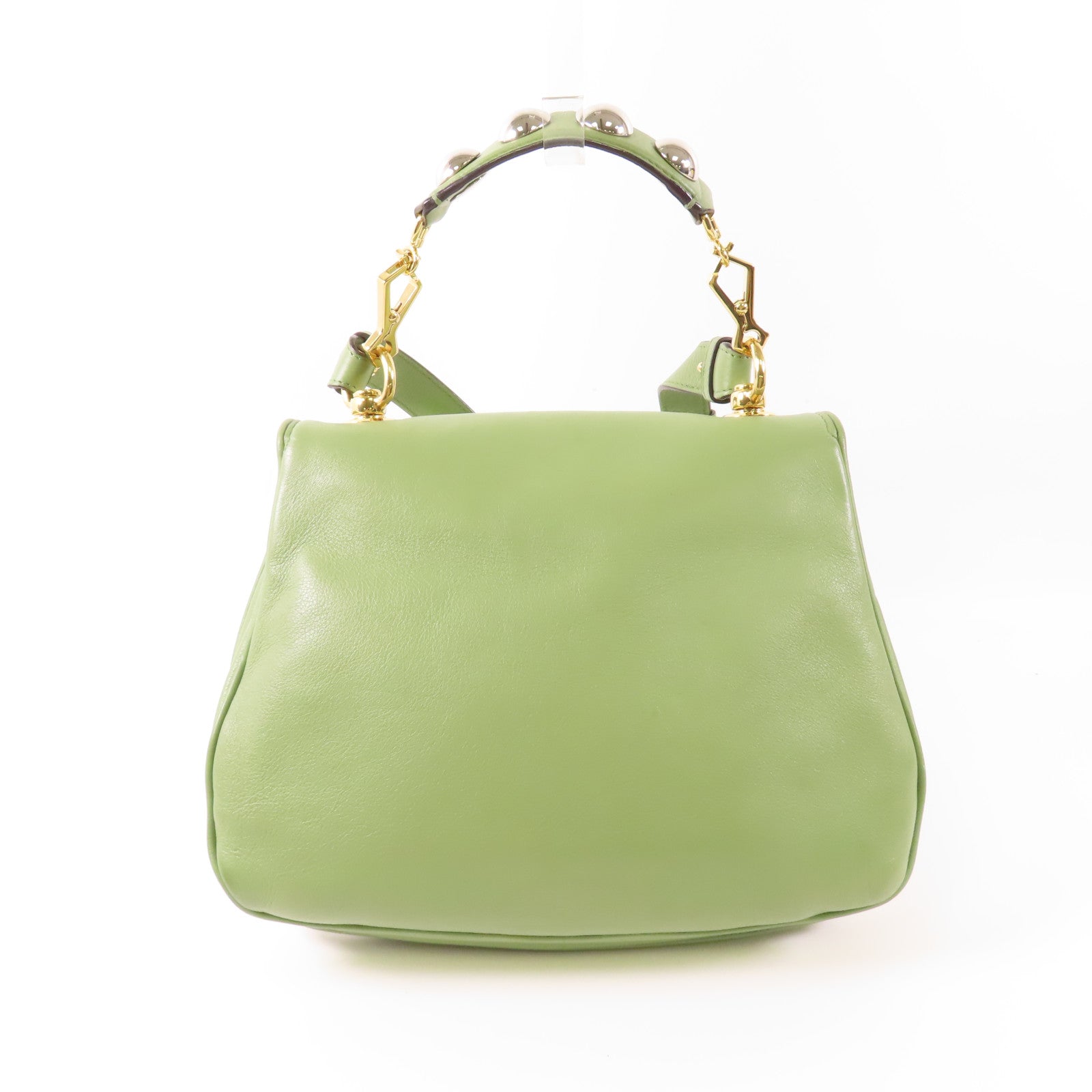 GUCCI GG GHW Blondie 2 Way Shoulder Bag Handbag 721172 Leather Green