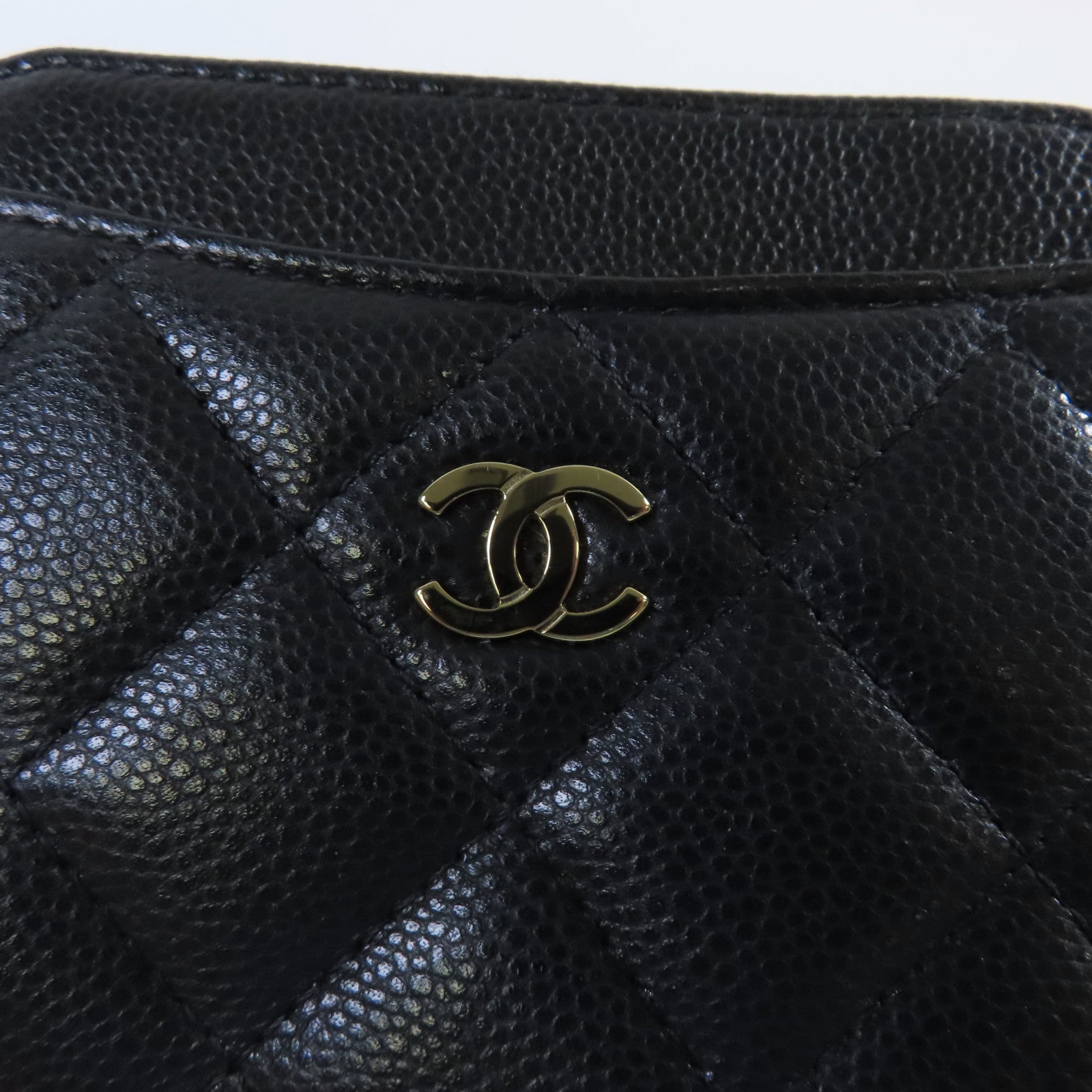 CHANEL 菱格Caviar皮革Coins Case金扣零錢包黑色