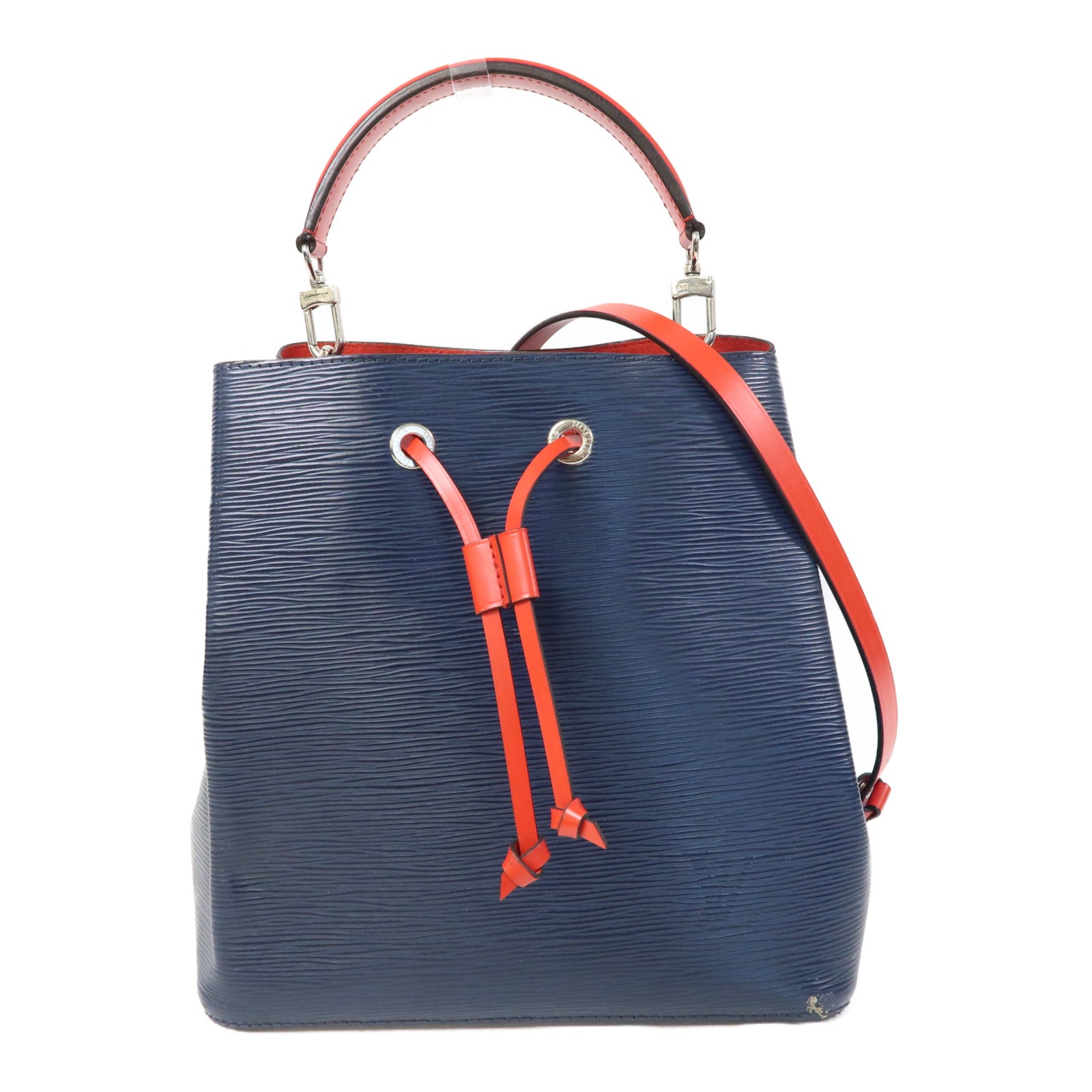 LOUIS VUITTON Epi NeoNoe MM銀扣手挽肩背兩用袋手挽肩背兩用袋藍色/紅色