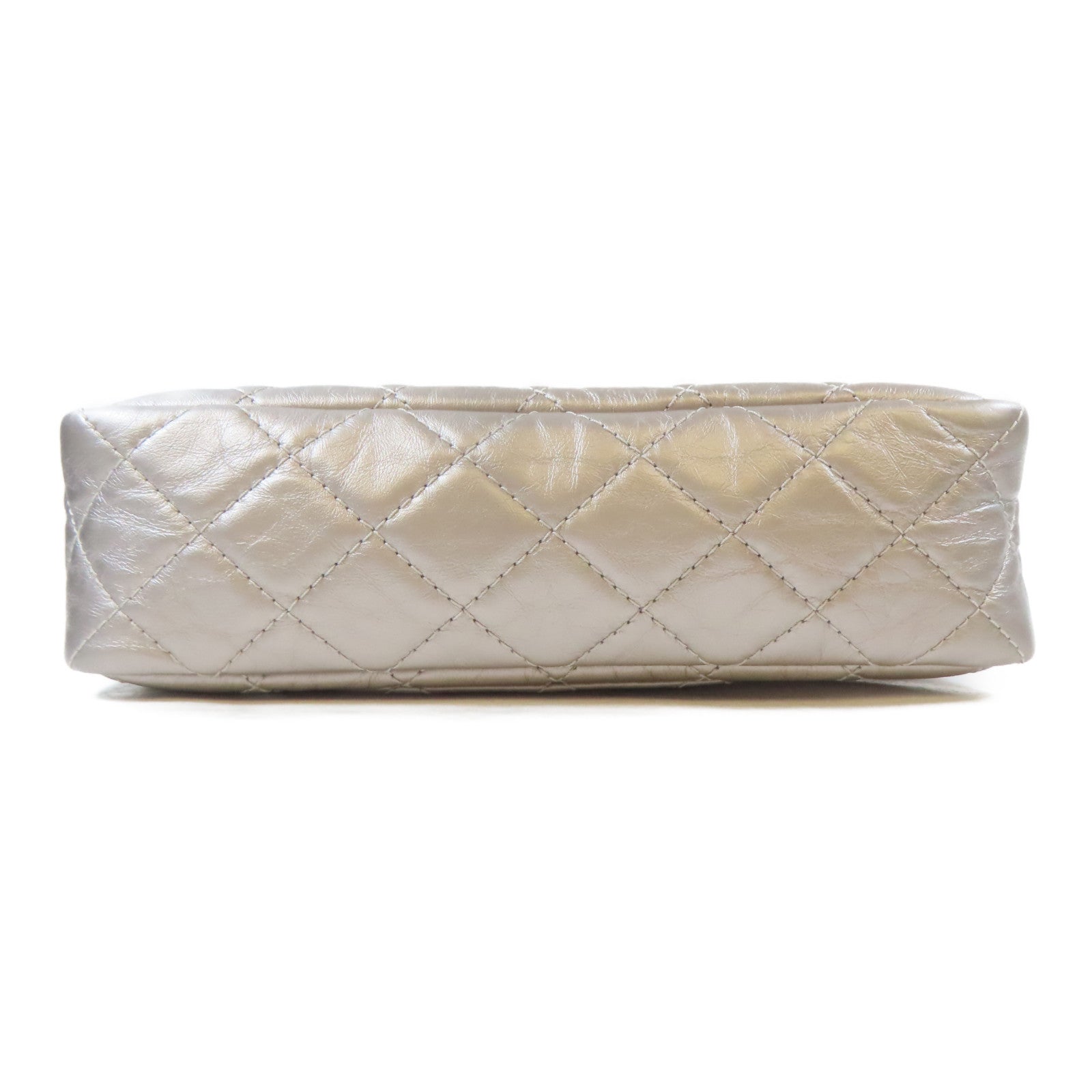 CHANEL 【激減優惠】菱格牛皮皮革2.55黑扣鏈帶肩背袋銀色
