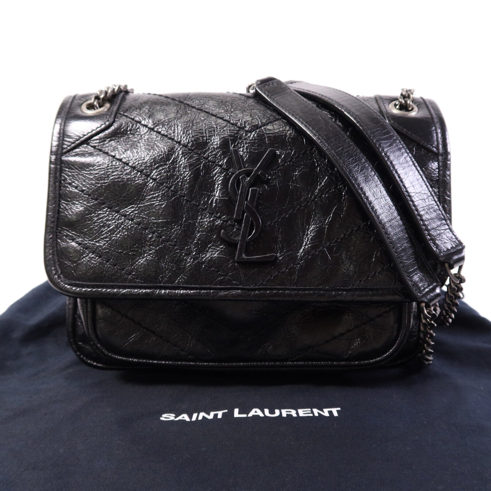 YVES SAINT LAURENT 牛皮皮革Niki Baby鏈帶肩背袋