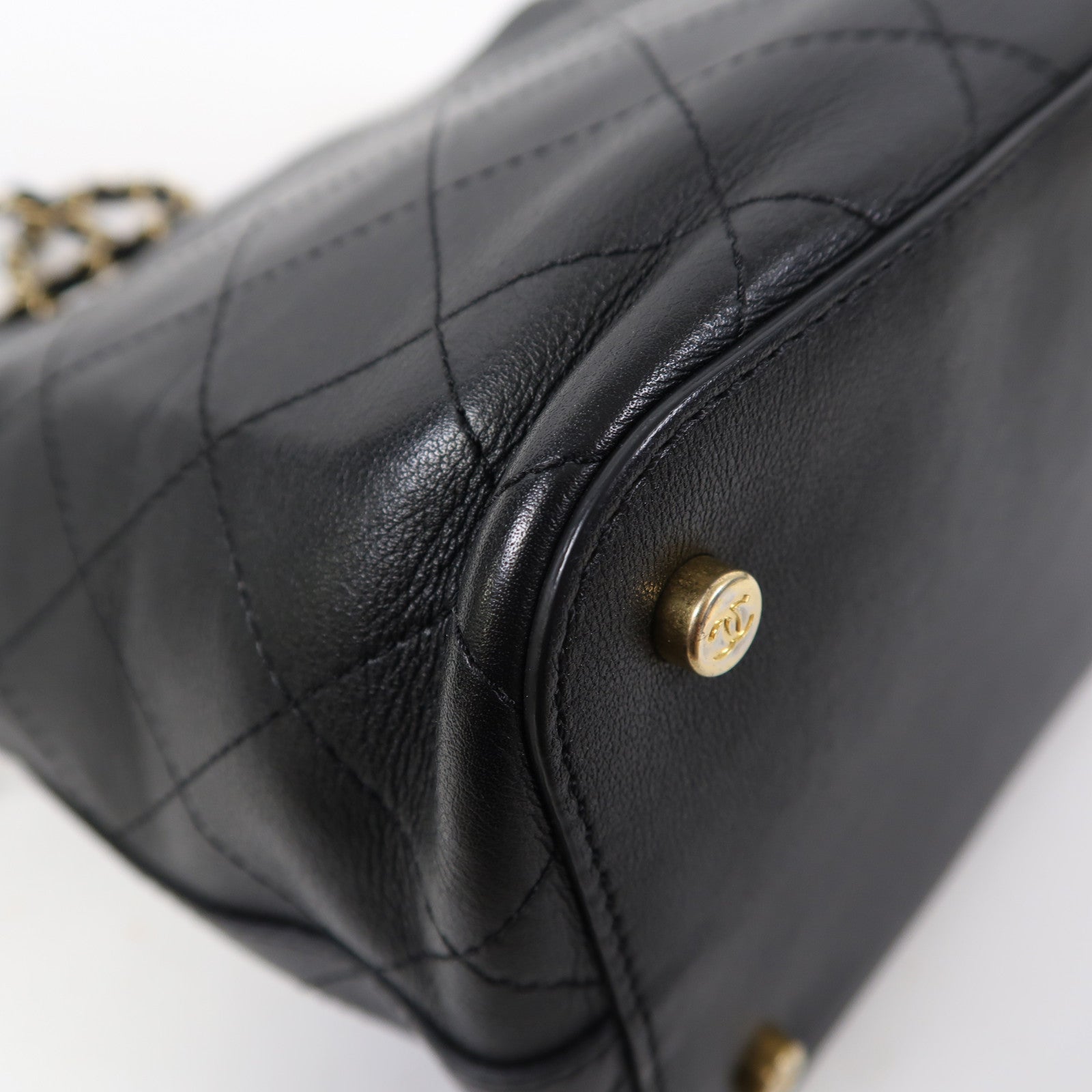 CHANEL 【激減優惠】菱格牛皮皮革Shoulder Bag金扣鏈帶肩背袋黑色